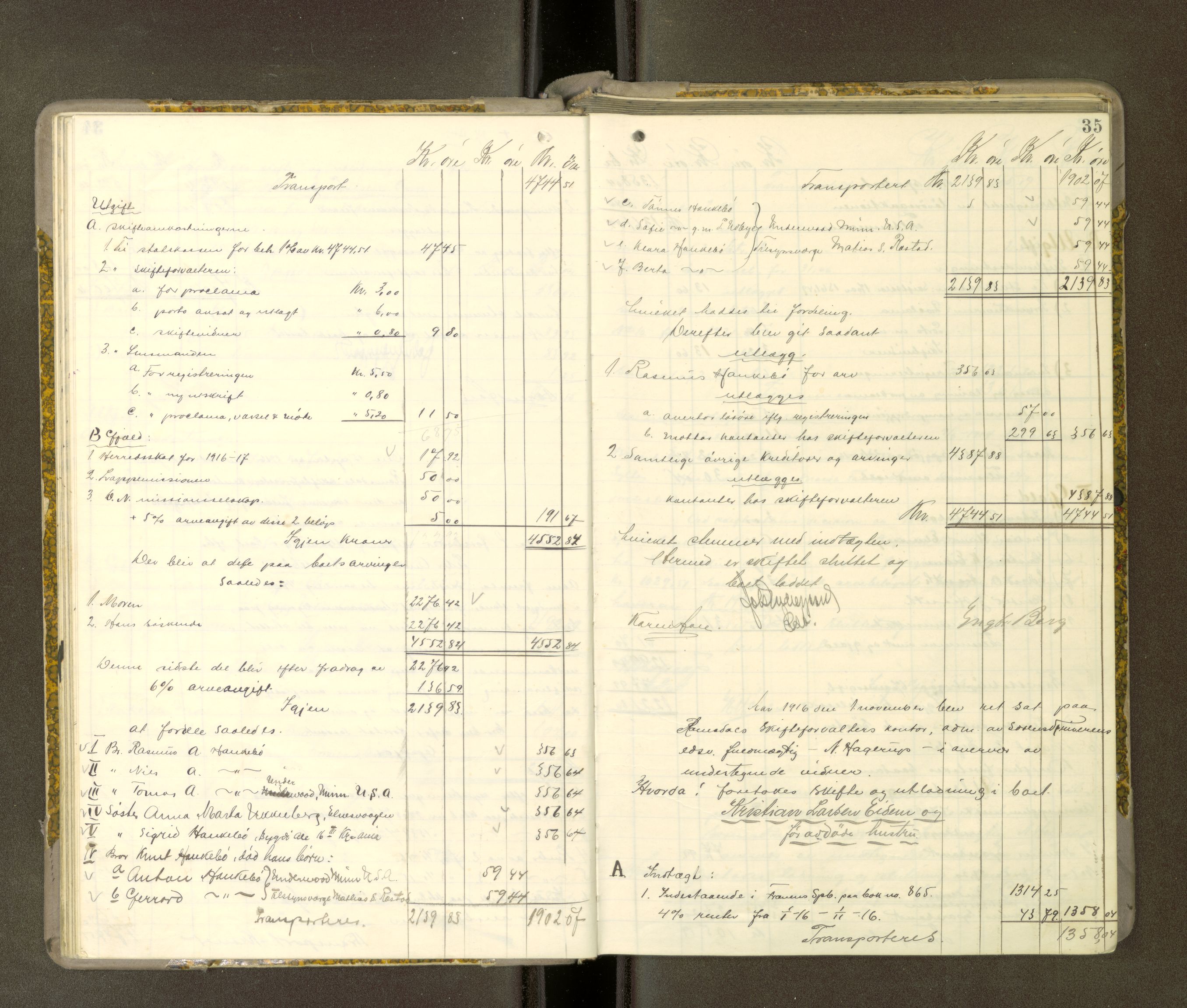 Romsdal sorenskriveri, AV/SAT-A-4149/1/3/3A/L0021: Skifteutlodnings Protokoll 7, 1916-1920, p. 34b-35a
