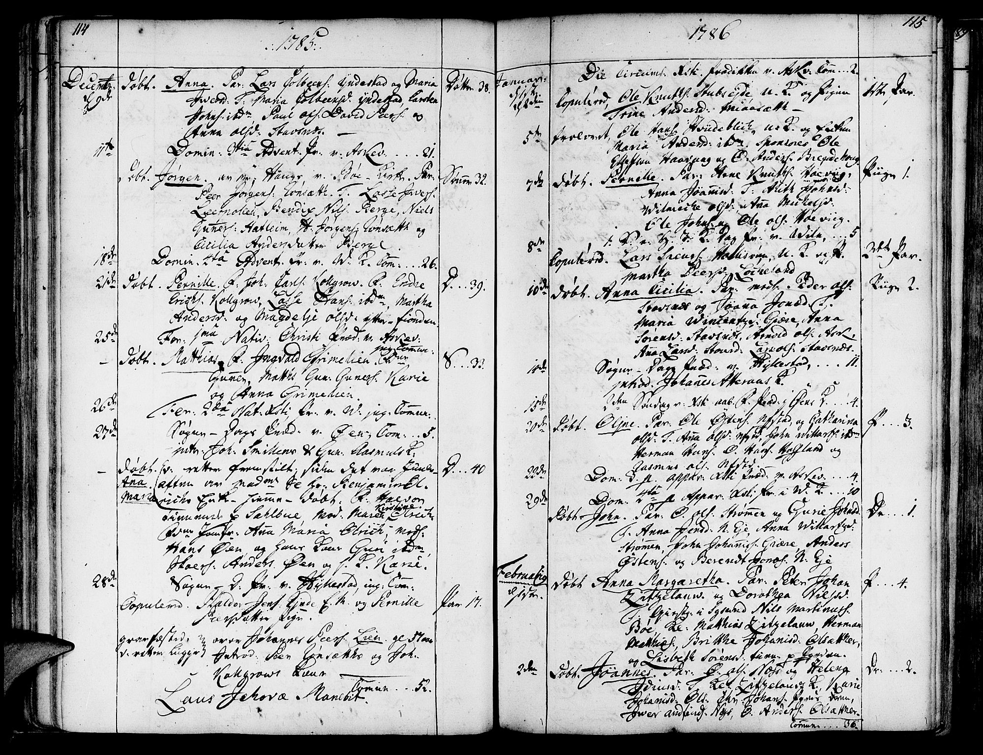 Askvoll sokneprestembete, SAB/A-79501/H/Haa/Haaa/L0009: Parish register (official) no. A 9, 1776-1821, p. 114-115