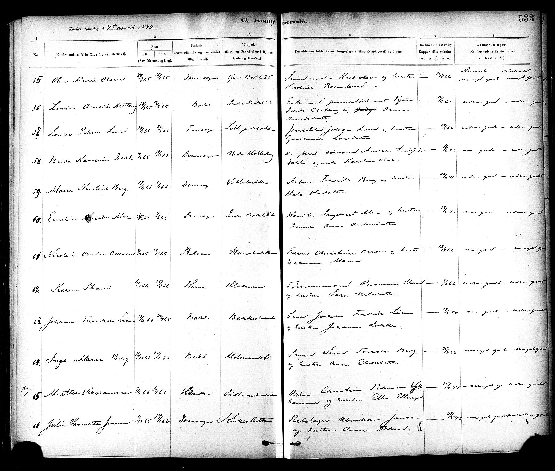 Ministerialprotokoller, klokkerbøker og fødselsregistre - Sør-Trøndelag, AV/SAT-A-1456/604/L0188: Parish register (official) no. 604A09, 1878-1892, p. 533