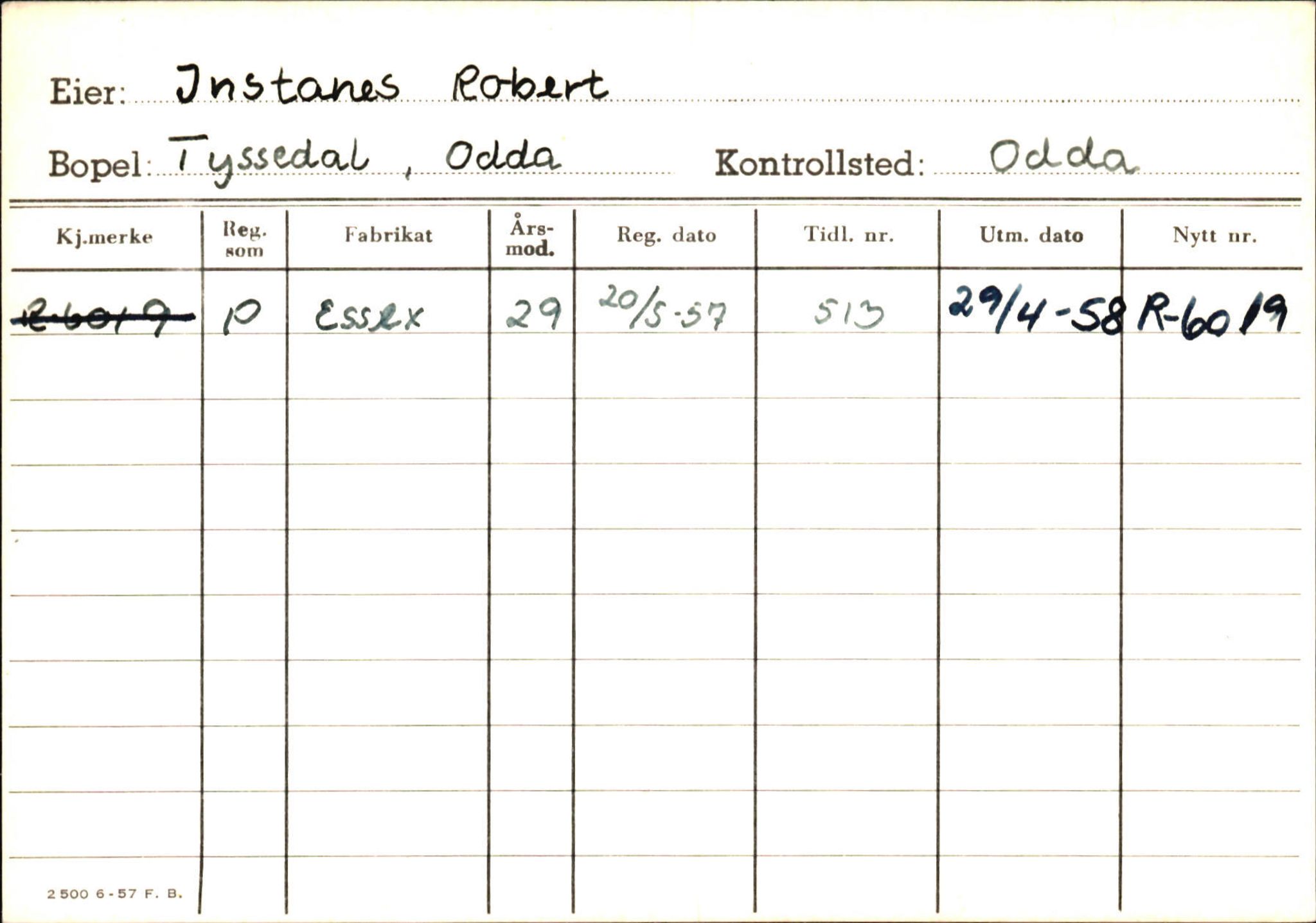 Statens vegvesen, Hordaland vegkontor, AV/SAB-A-5201/2/Hc/L0002: Eierkort Hardanger - I-P, 1928-1960, p. 9