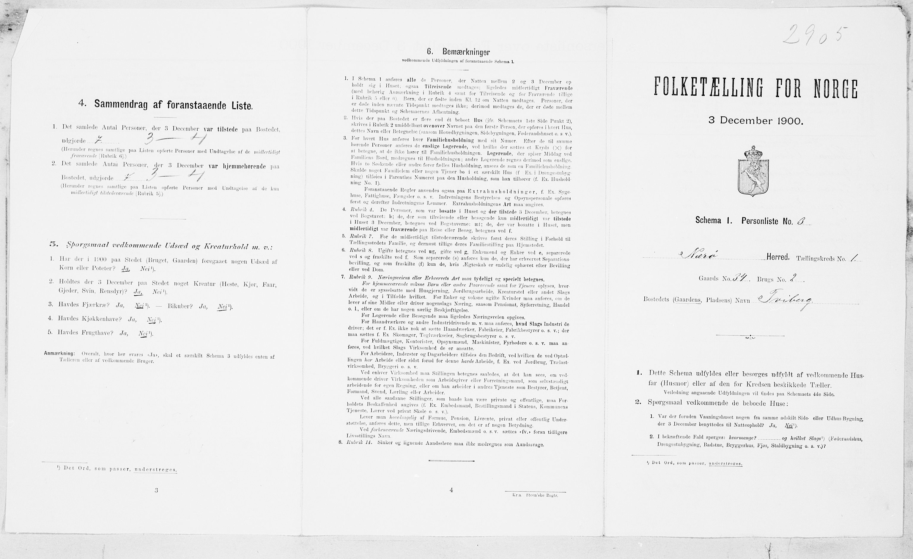 SAT, 1900 census for Nærøy, 1900, p. 19