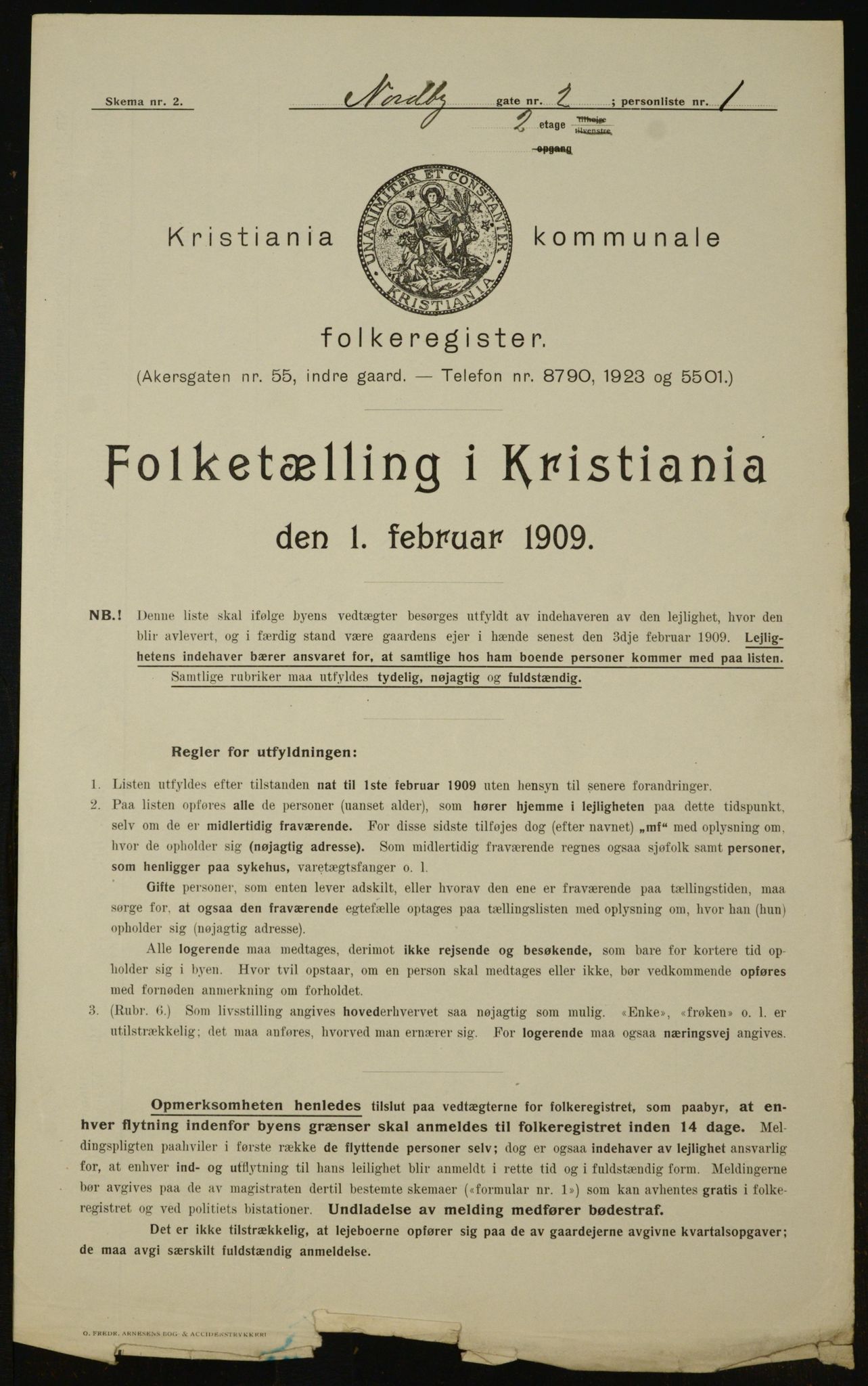 OBA, Municipal Census 1909 for Kristiania, 1909, p. 64658