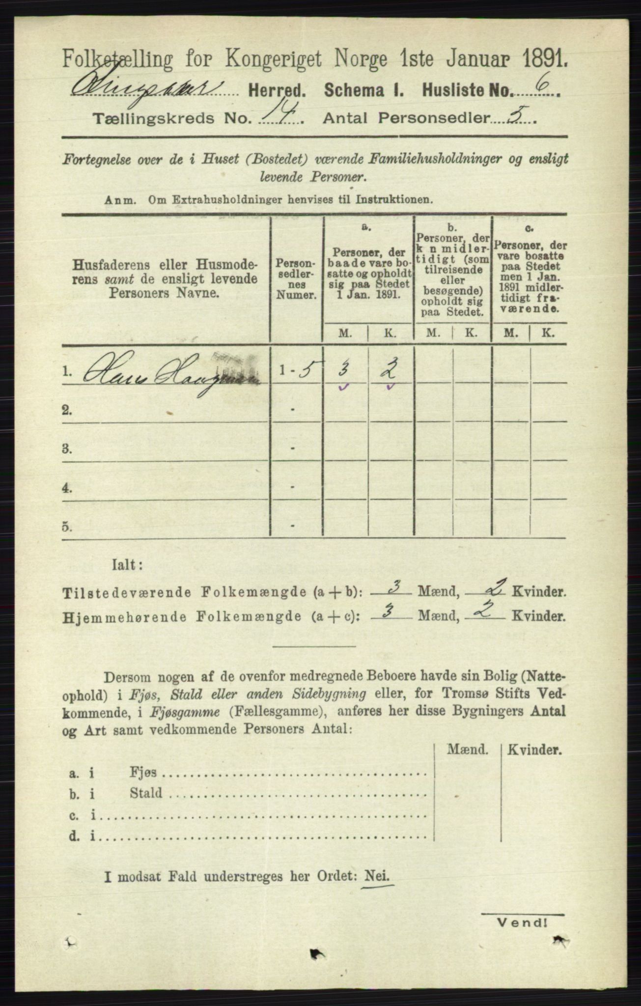 RA, 1891 census for 0412 Ringsaker, 1891, p. 7775