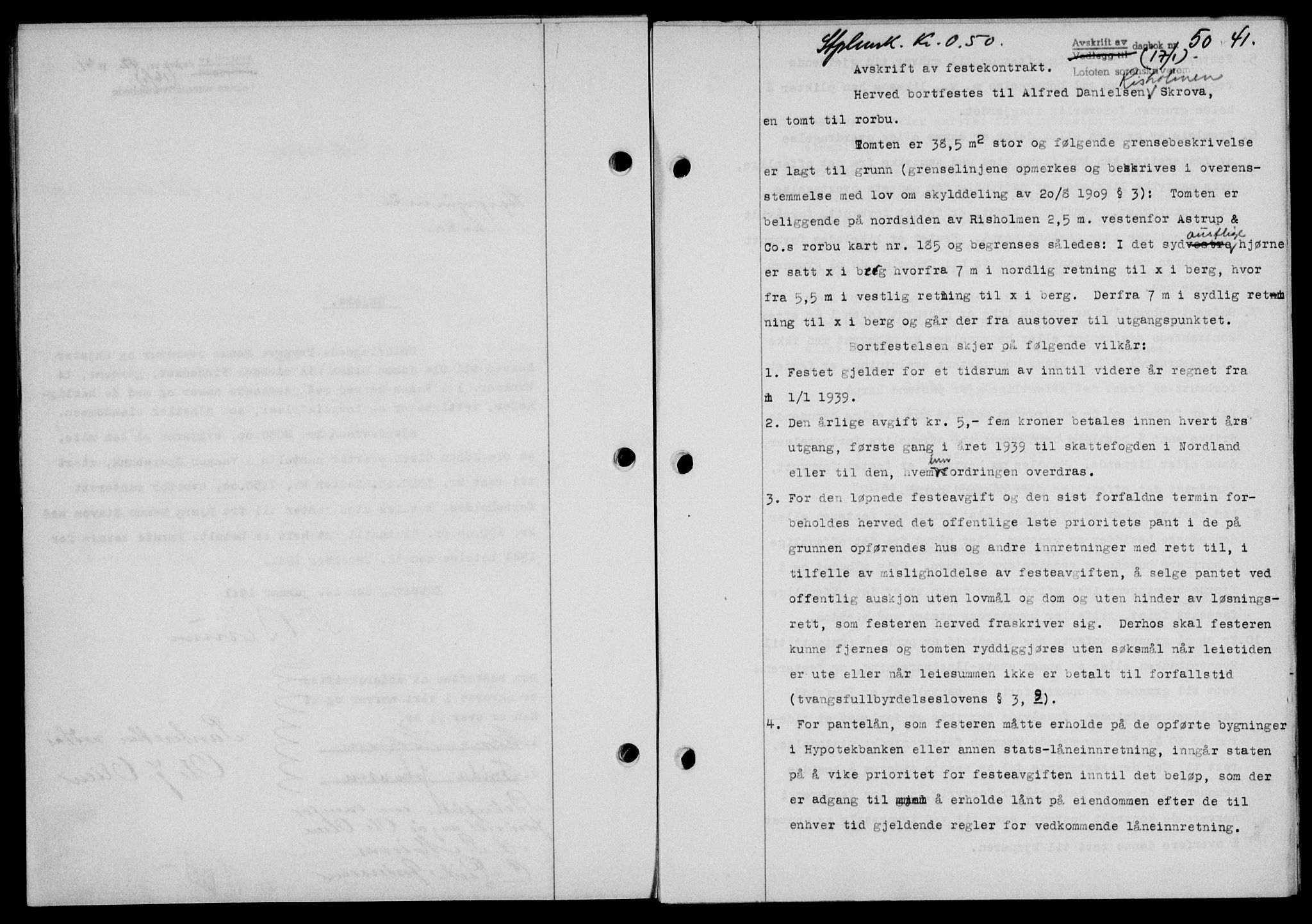 Lofoten sorenskriveri, SAT/A-0017/1/2/2C/L0008a: Mortgage book no. 8a, 1940-1941, Diary no: : 50/1941