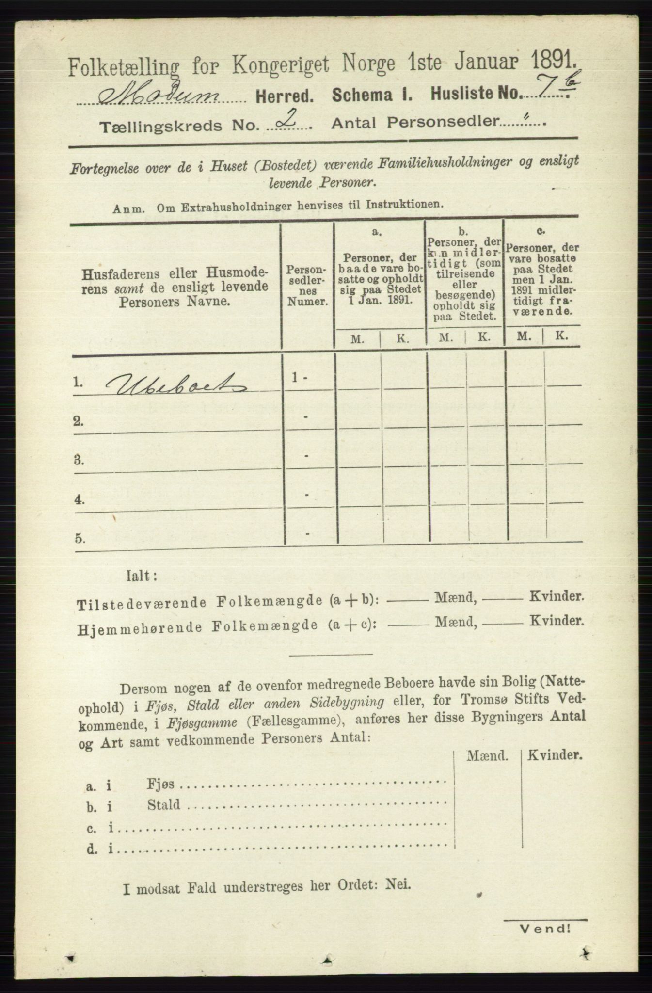 RA, 1891 census for 0623 Modum, 1891, p. 440