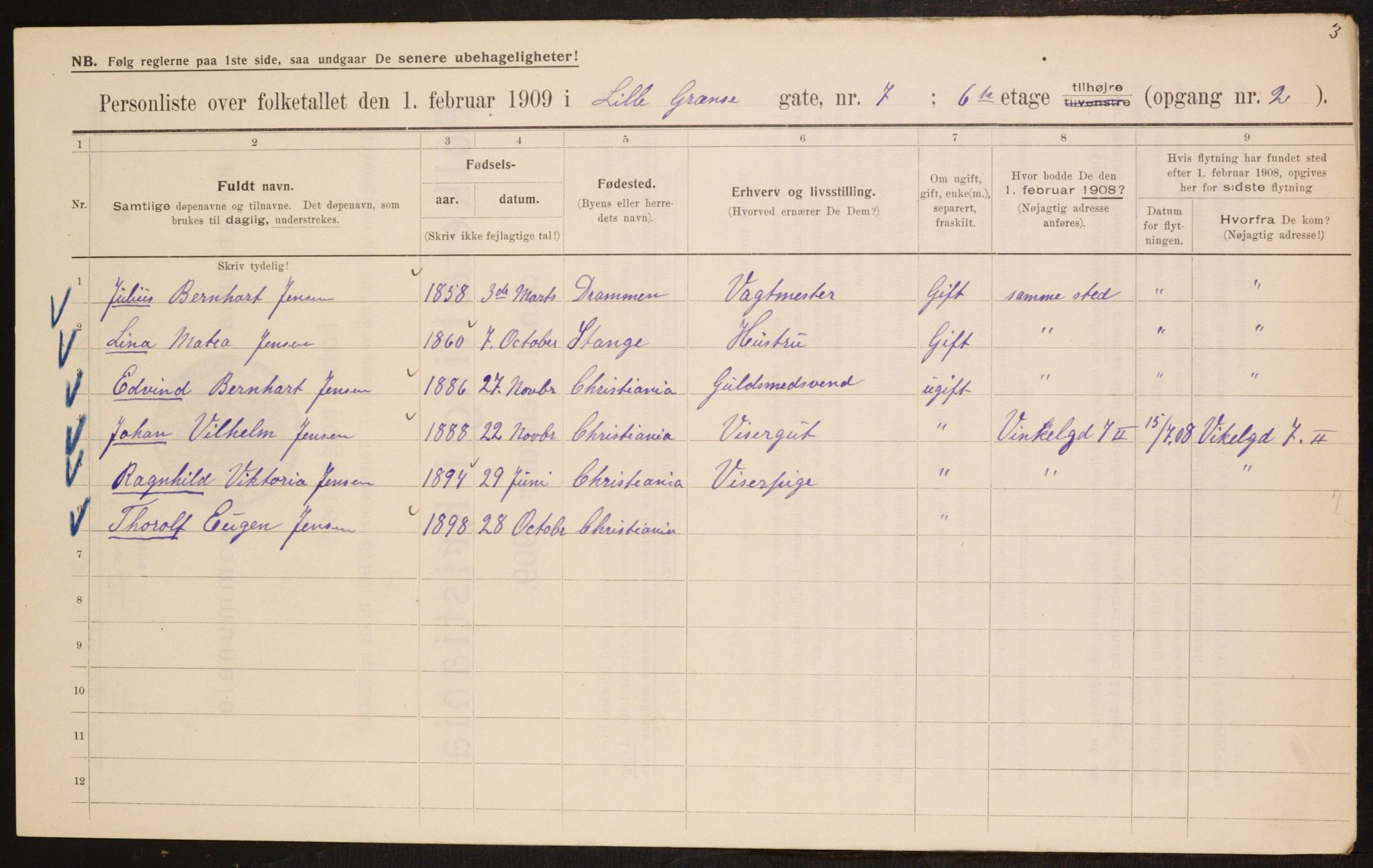 OBA, Municipal Census 1909 for Kristiania, 1909, p. 52523