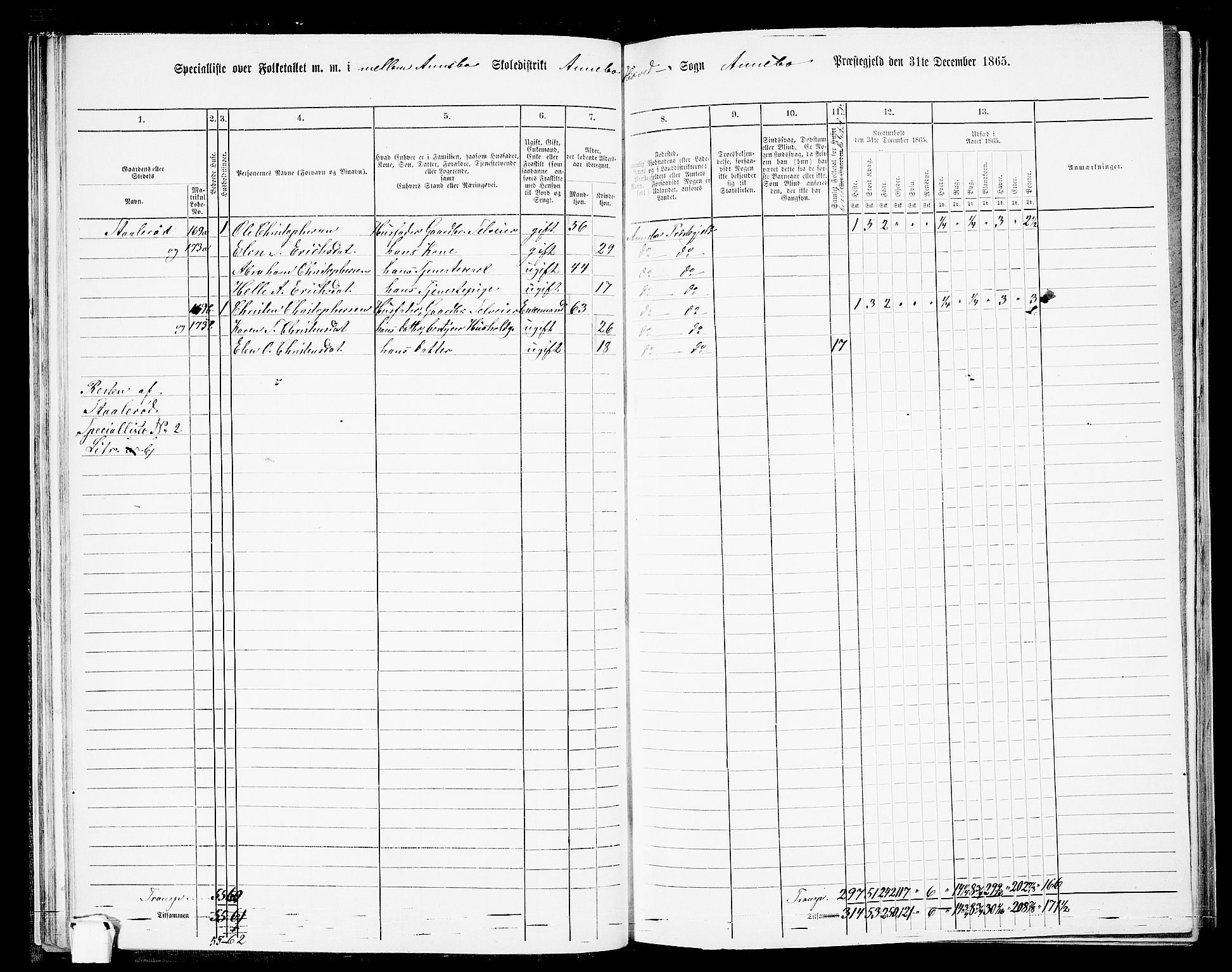 RA, 1865 census for Andebu, 1865, p. 40