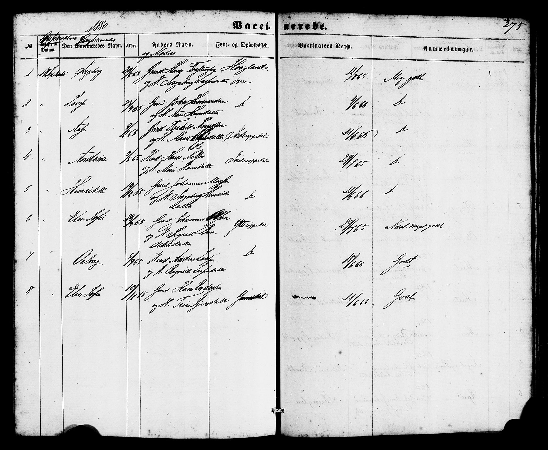 Gulen sokneprestembete, SAB/A-80201/H/Haa/Haac/L0001: Parish register (official) no. C 1, 1859-1881, p. 275