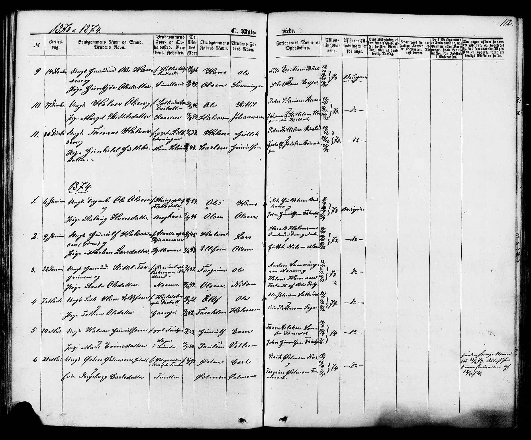 Lunde kirkebøker, SAKO/A-282/F/Fa/L0001: Parish register (official) no. I 1, 1866-1883, p. 112
