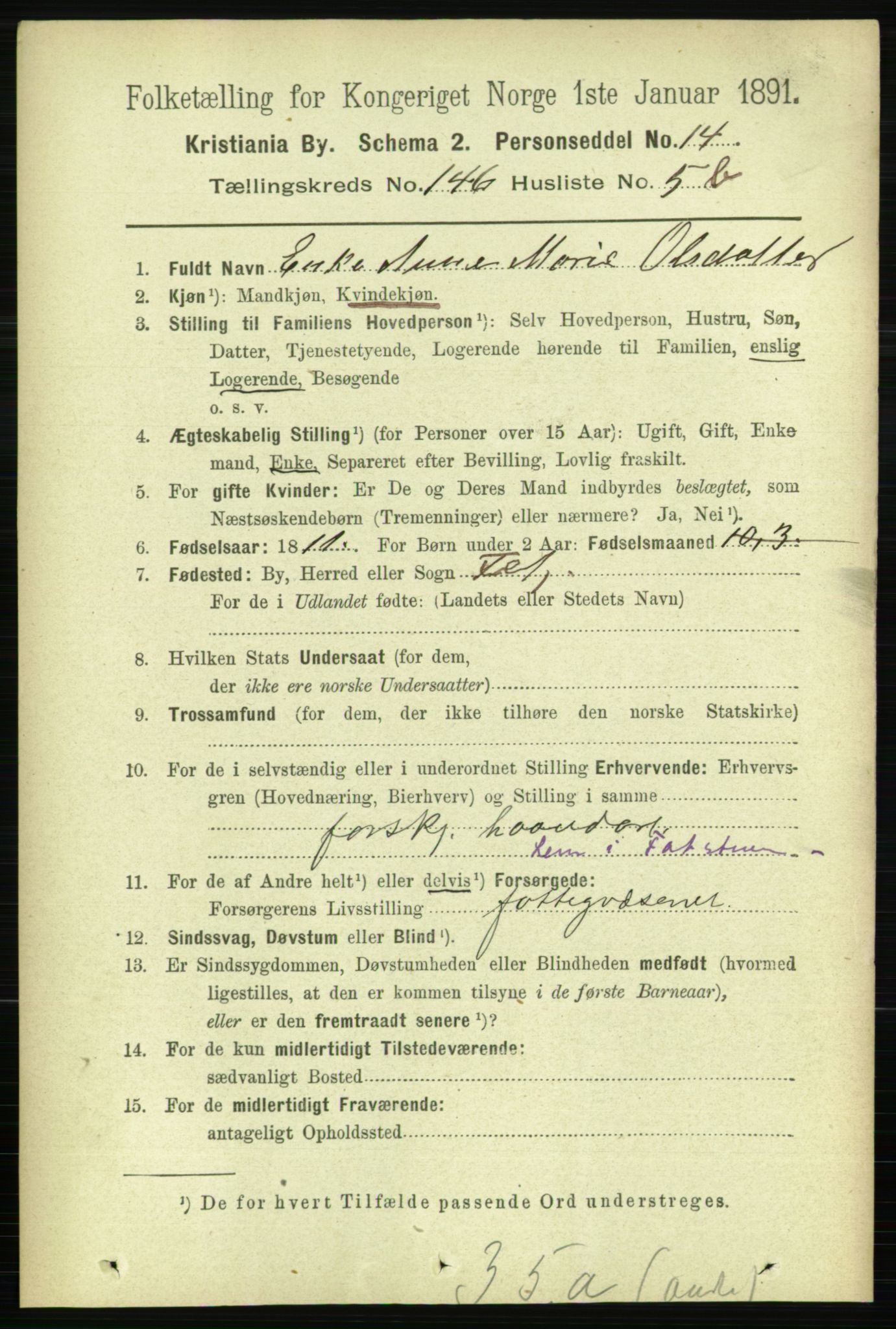 RA, 1891 census for 0301 Kristiania, 1891, p. 80990