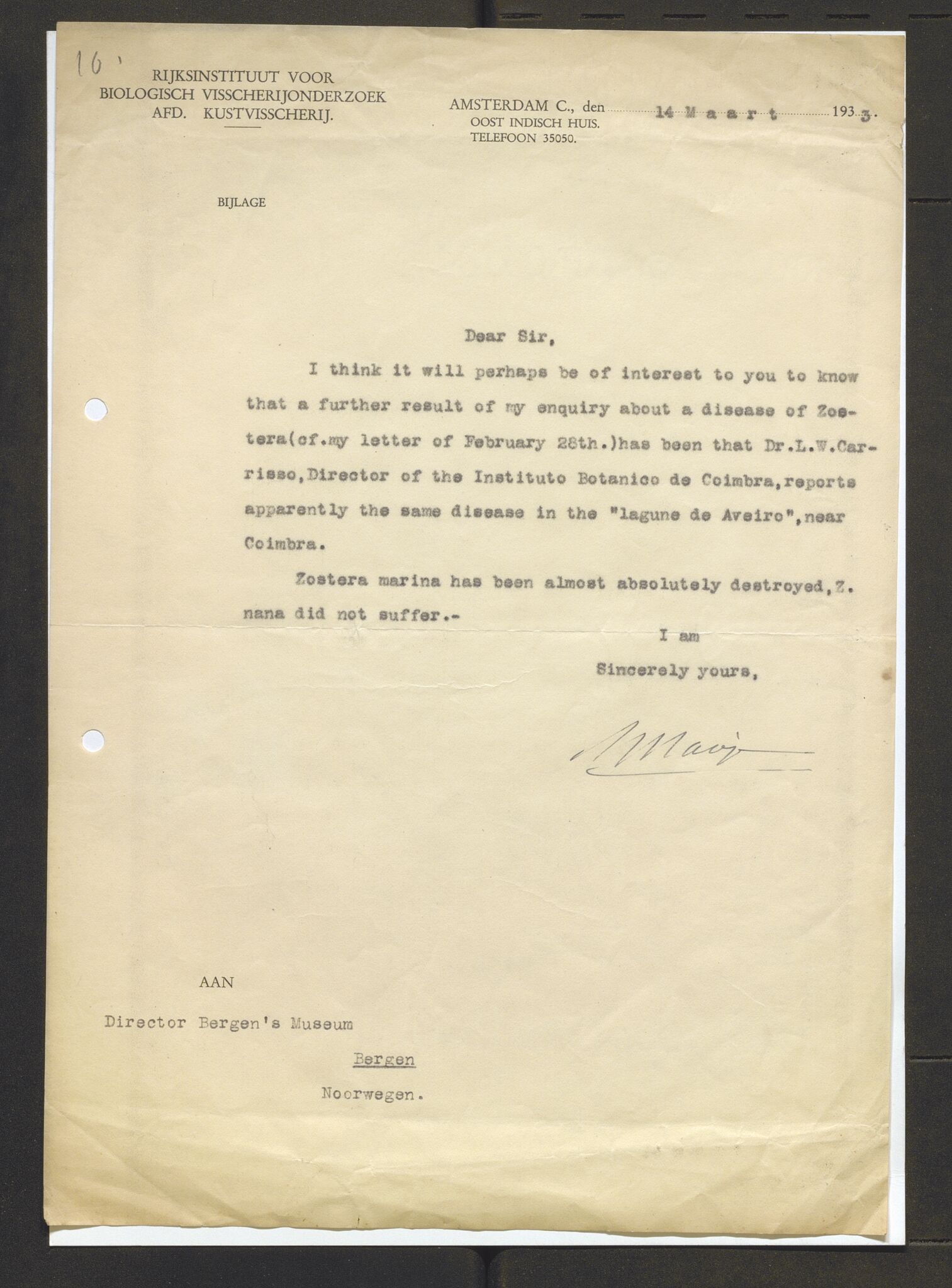 Bergens Museum, AV/SAB-A-17301/13/D/L0002: Korrespondanse , 1928-1940, p. 517