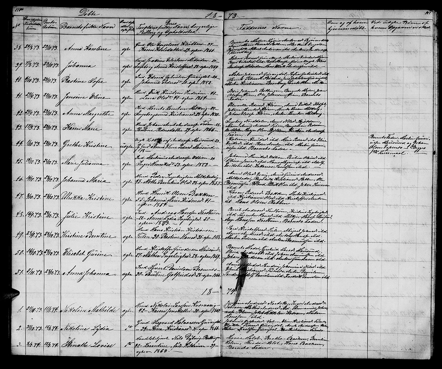 Ministerialprotokoller, klokkerbøker og fødselsregistre - Sør-Trøndelag, AV/SAT-A-1456/640/L0583: Parish register (copy) no. 640C01, 1866-1877, p. 110-111