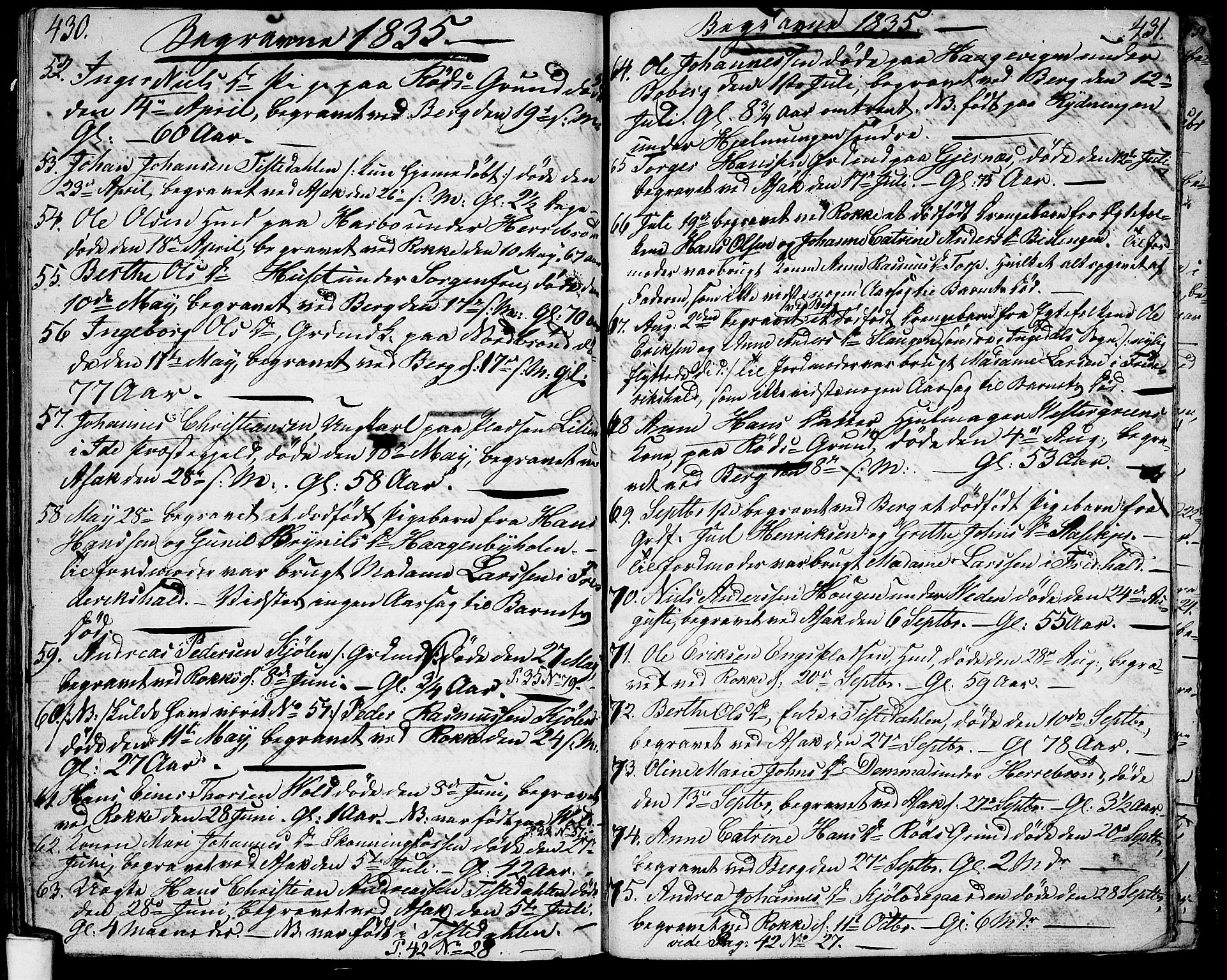 Berg prestekontor Kirkebøker, SAO/A-10902/G/Ga/L0002: Parish register (copy) no. I 2, 1832-1844, p. 430-431