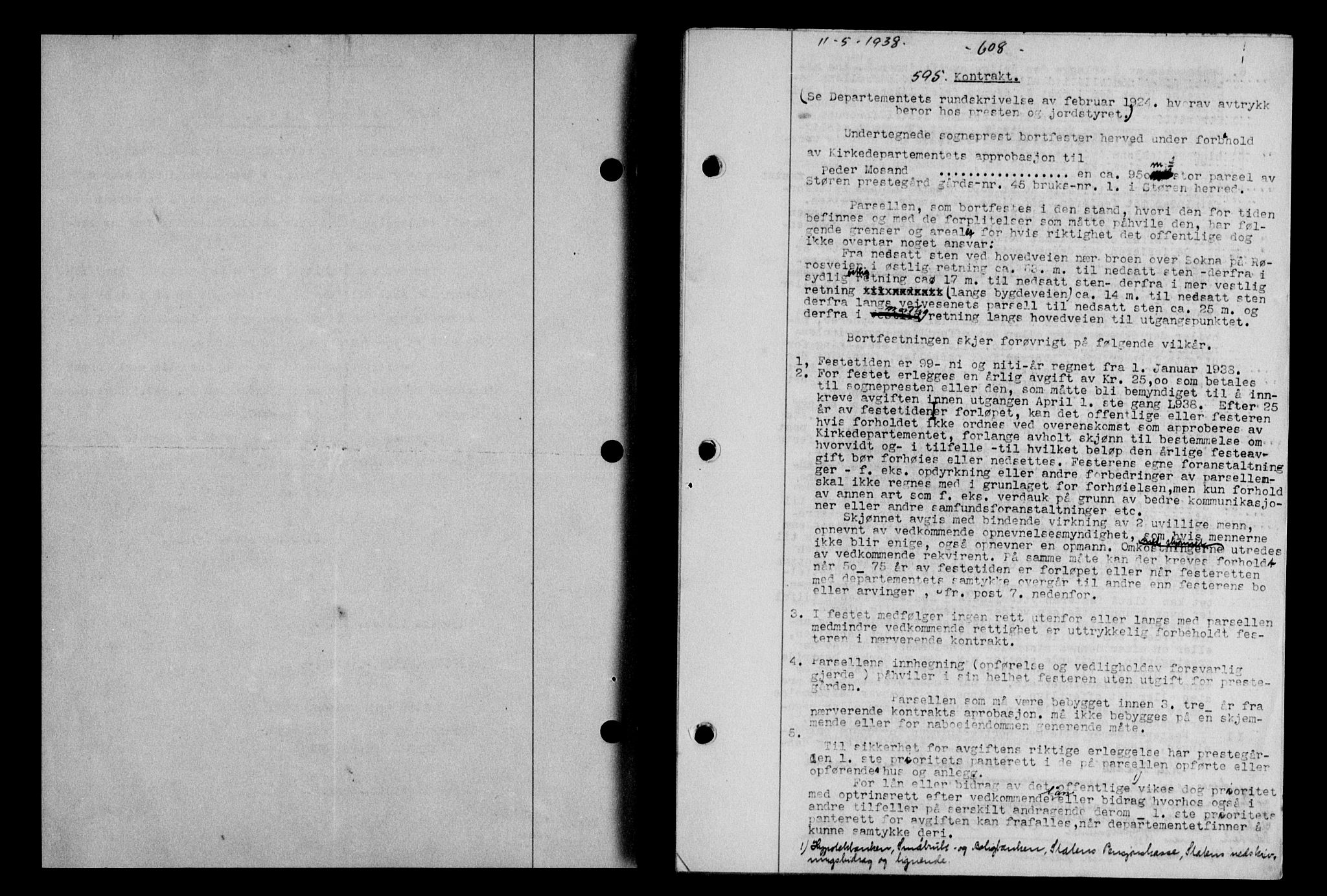 Gauldal sorenskriveri, SAT/A-0014/1/2/2C/L0048: Mortgage book no. 51-52, 1937-1938, p. 608, Diary no: : 595/1938