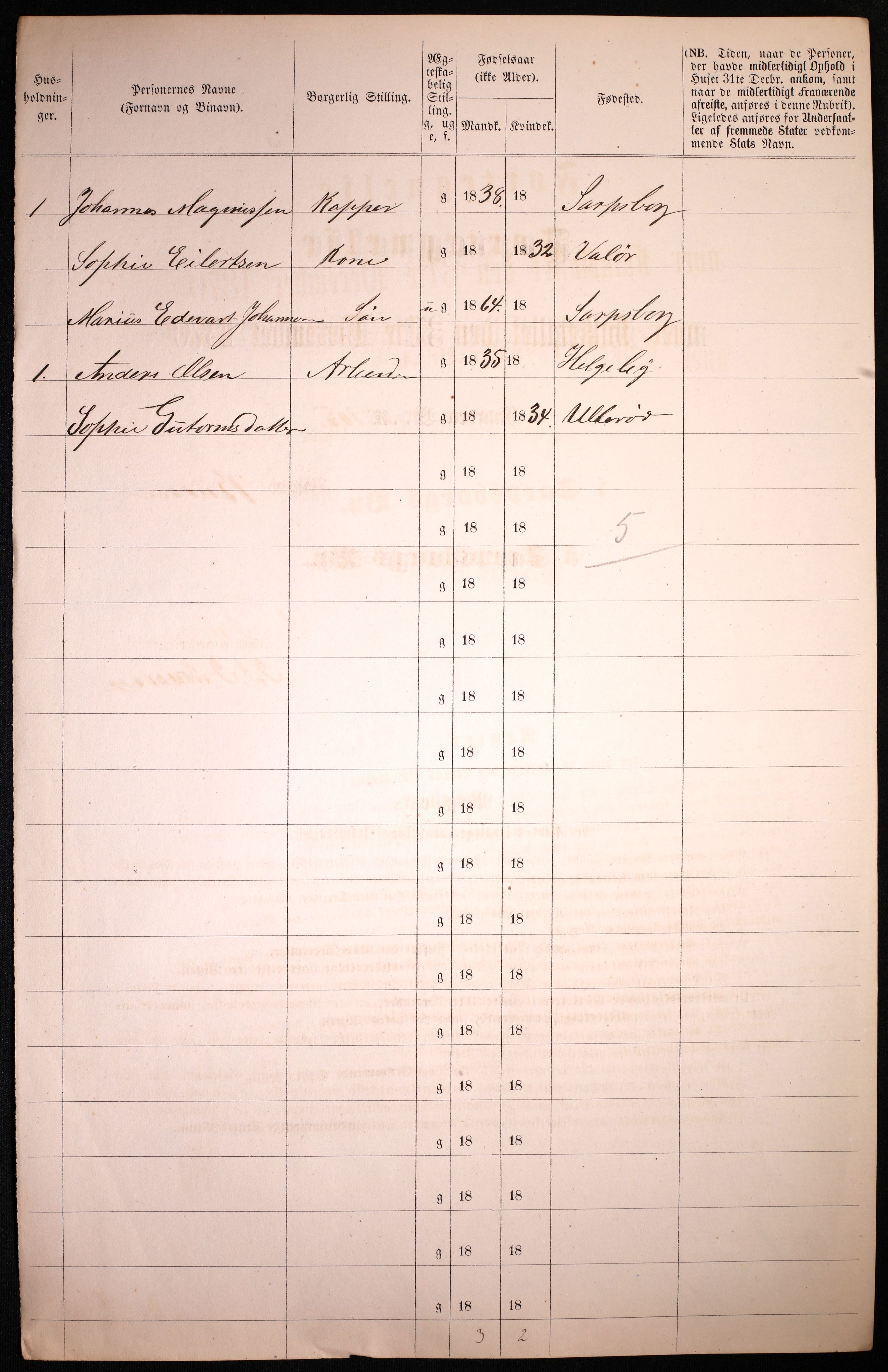 RA, 1870 census for 0102 Sarpsborg, 1870, p. 412