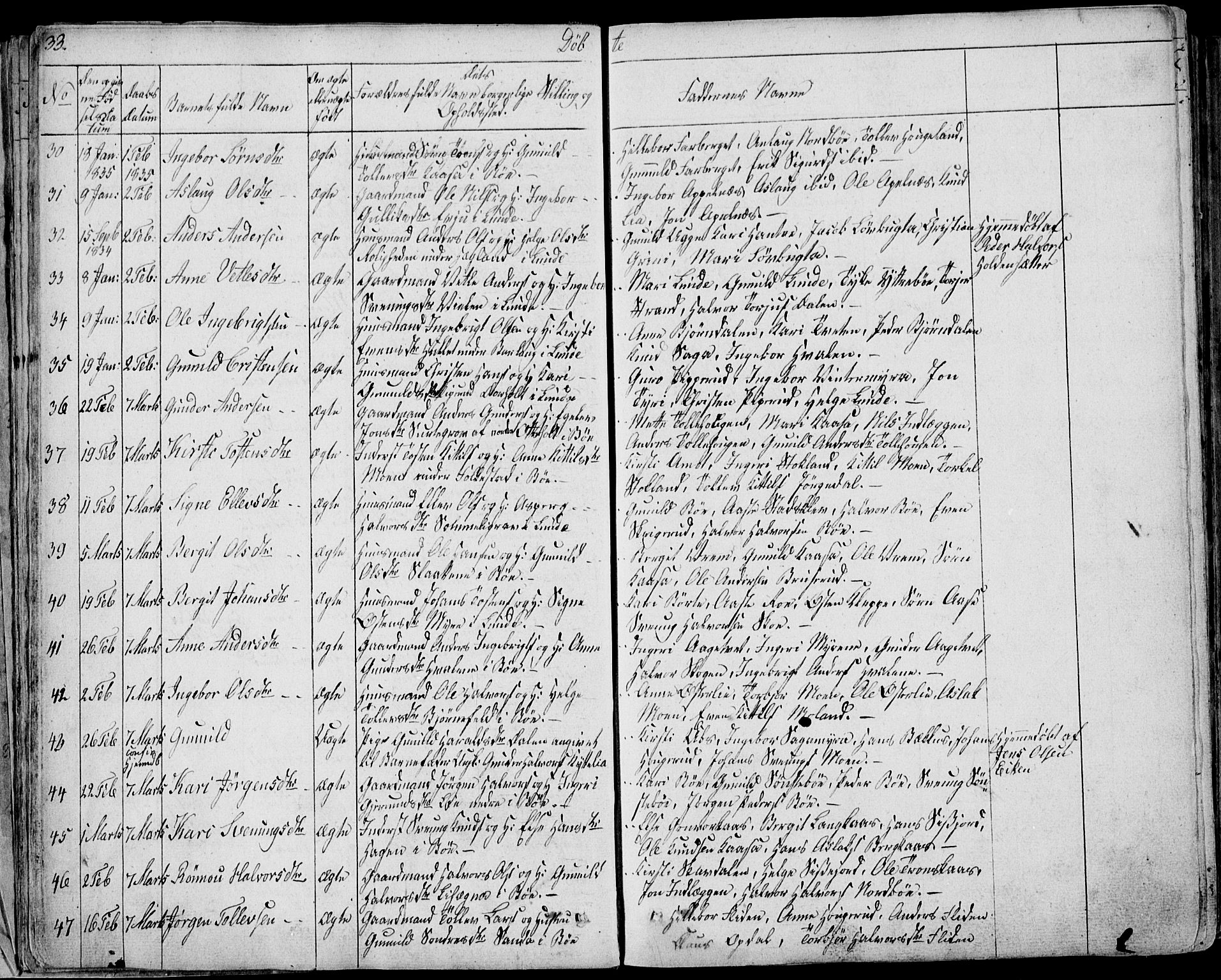 Bø kirkebøker, SAKO/A-257/F/Fa/L0007: Parish register (official) no. 7, 1831-1848, p. 33