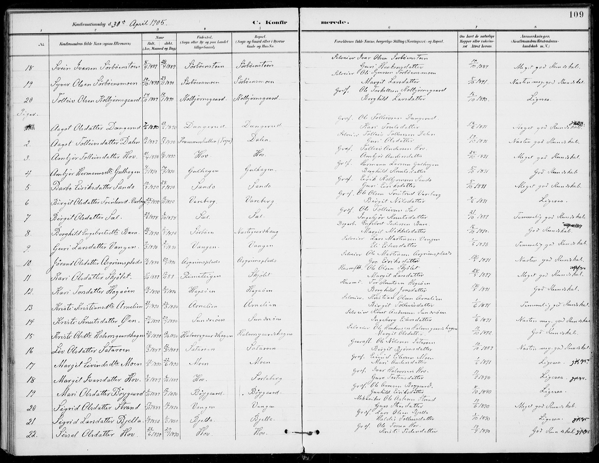 Ål kirkebøker, AV/SAKO-A-249/F/Fa/L0009: Parish register (official) no. I 9, 1897-1915, p. 109