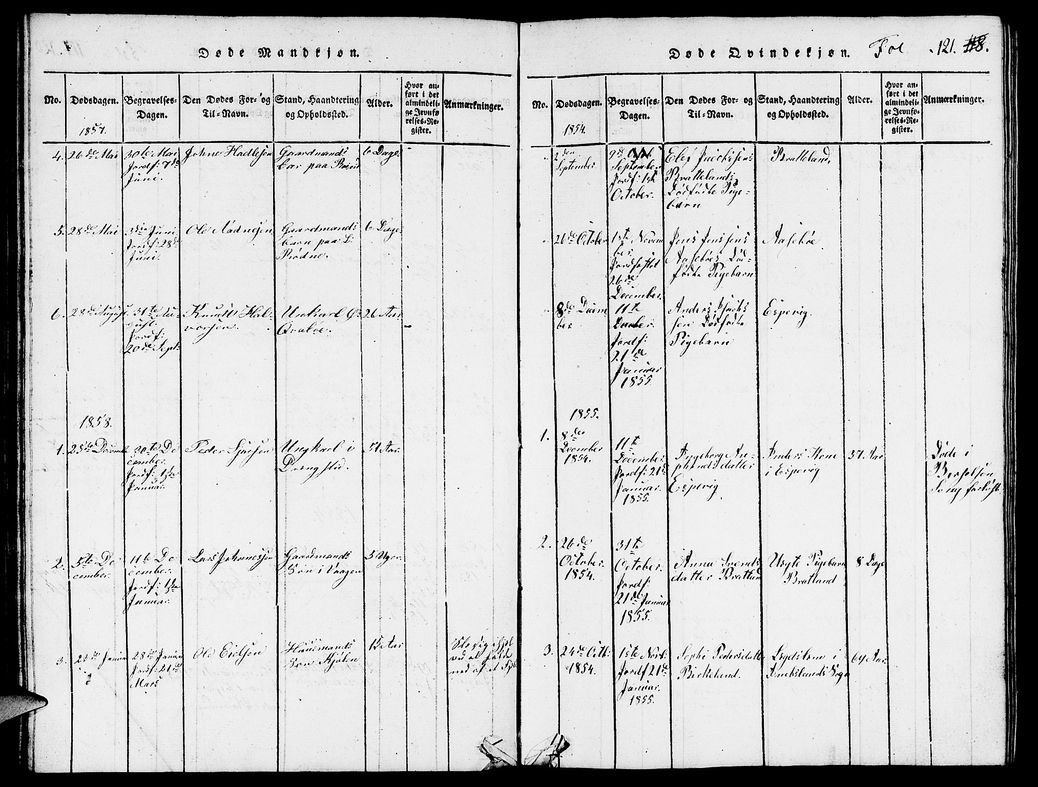 Vikedal sokneprestkontor, AV/SAST-A-101840/01/V: Parish register (copy) no. B 3, 1816-1867, p. 121