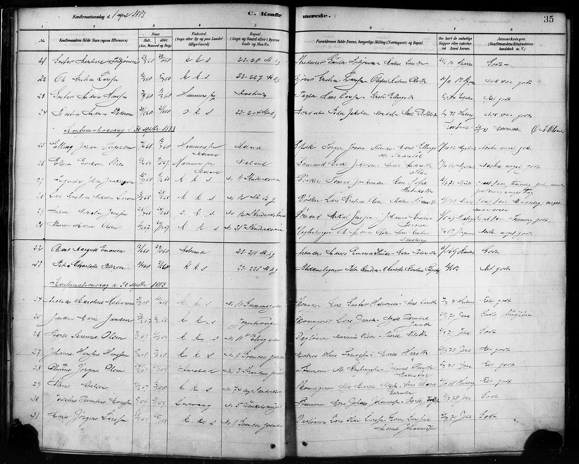 Sandviken Sokneprestembete, AV/SAB-A-77601/H/Ha/L0002: Parish register (official) no. A 2, 1878-1896, p. 35