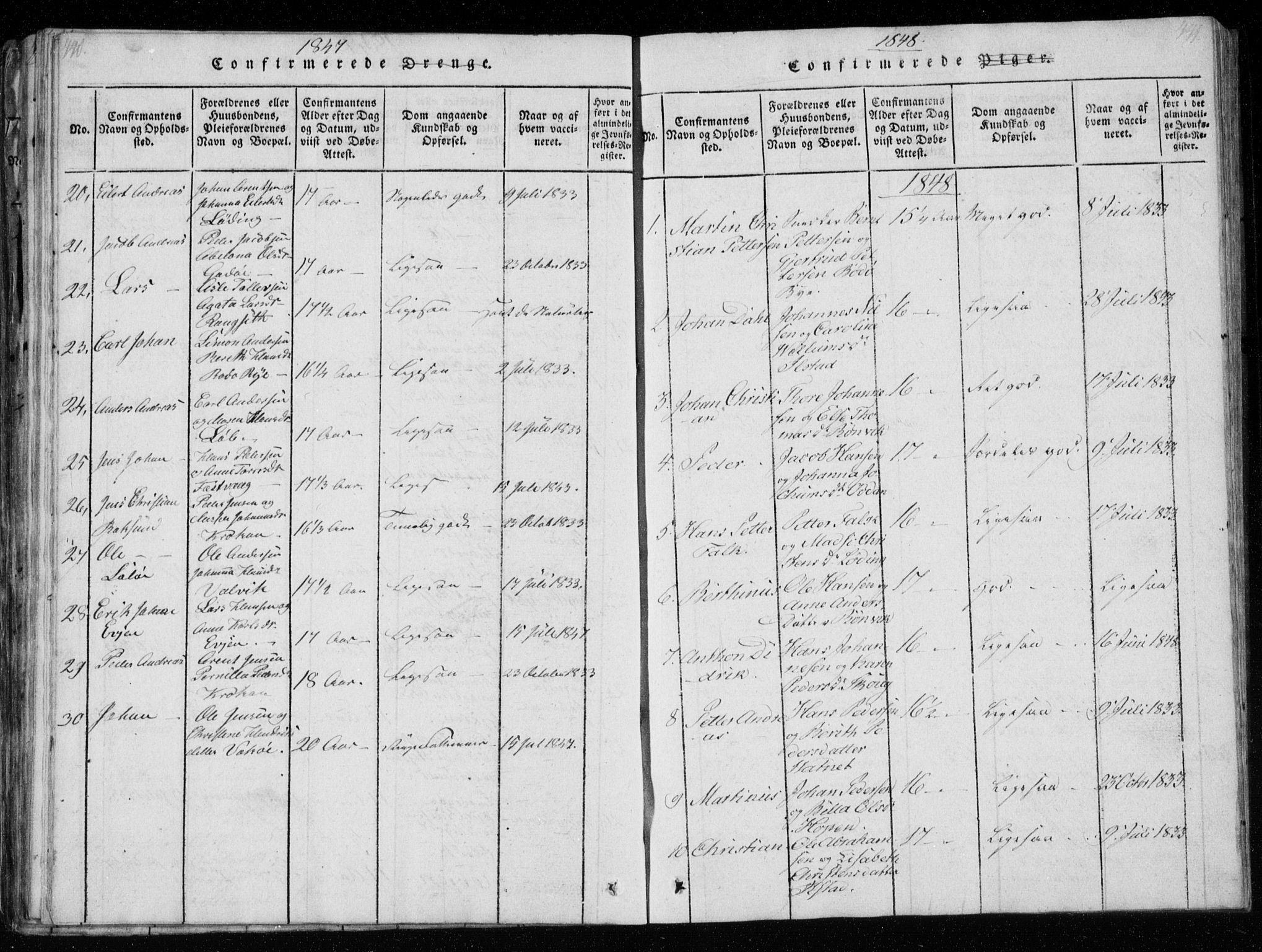 Ministerialprotokoller, klokkerbøker og fødselsregistre - Nordland, SAT/A-1459/801/L0026: Parish register (copy) no. 801C01, 1820-1855, p. 440-441