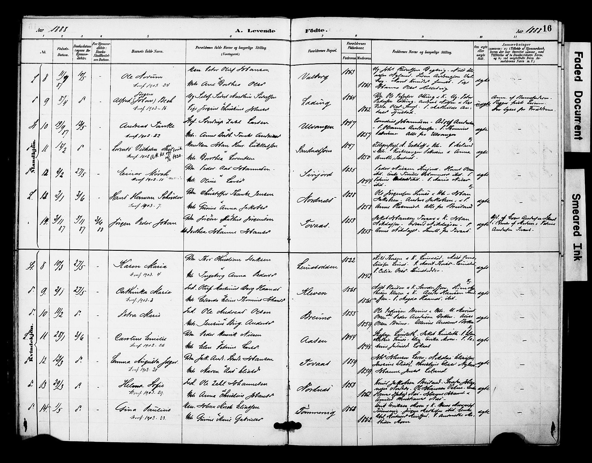 Ministerialprotokoller, klokkerbøker og fødselsregistre - Nordland, AV/SAT-A-1459/831/L0471: Parish register (official) no. 831A02, 1886-1901, p. 16