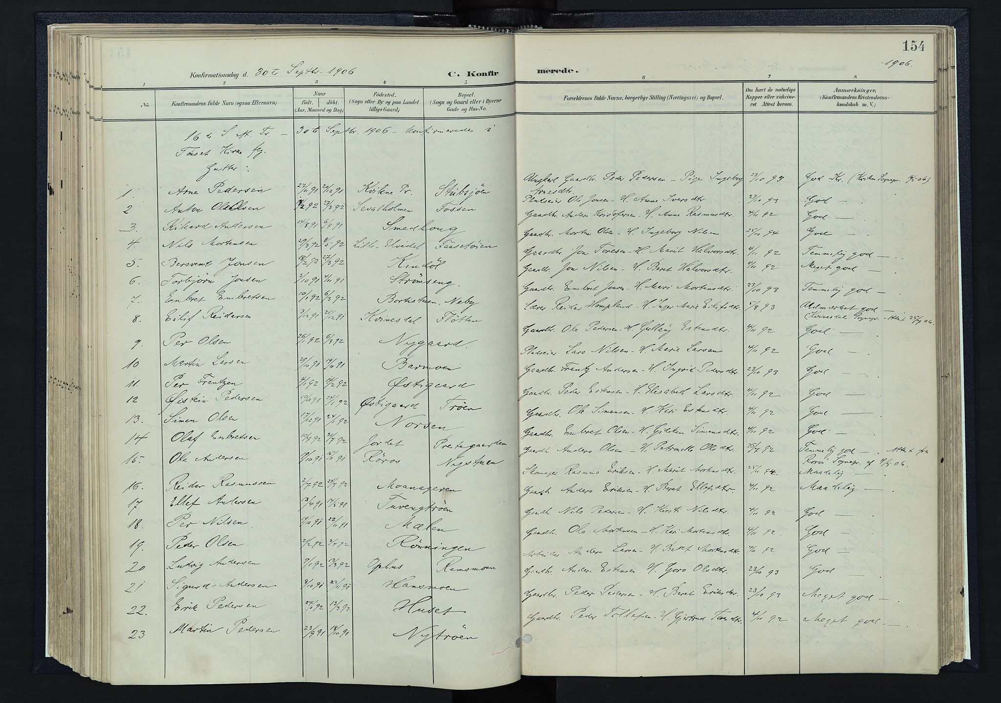 Tynset prestekontor, SAH/PREST-058/H/Ha/Haa/L0025: Parish register (official) no. 25, 1900-1914, p. 154