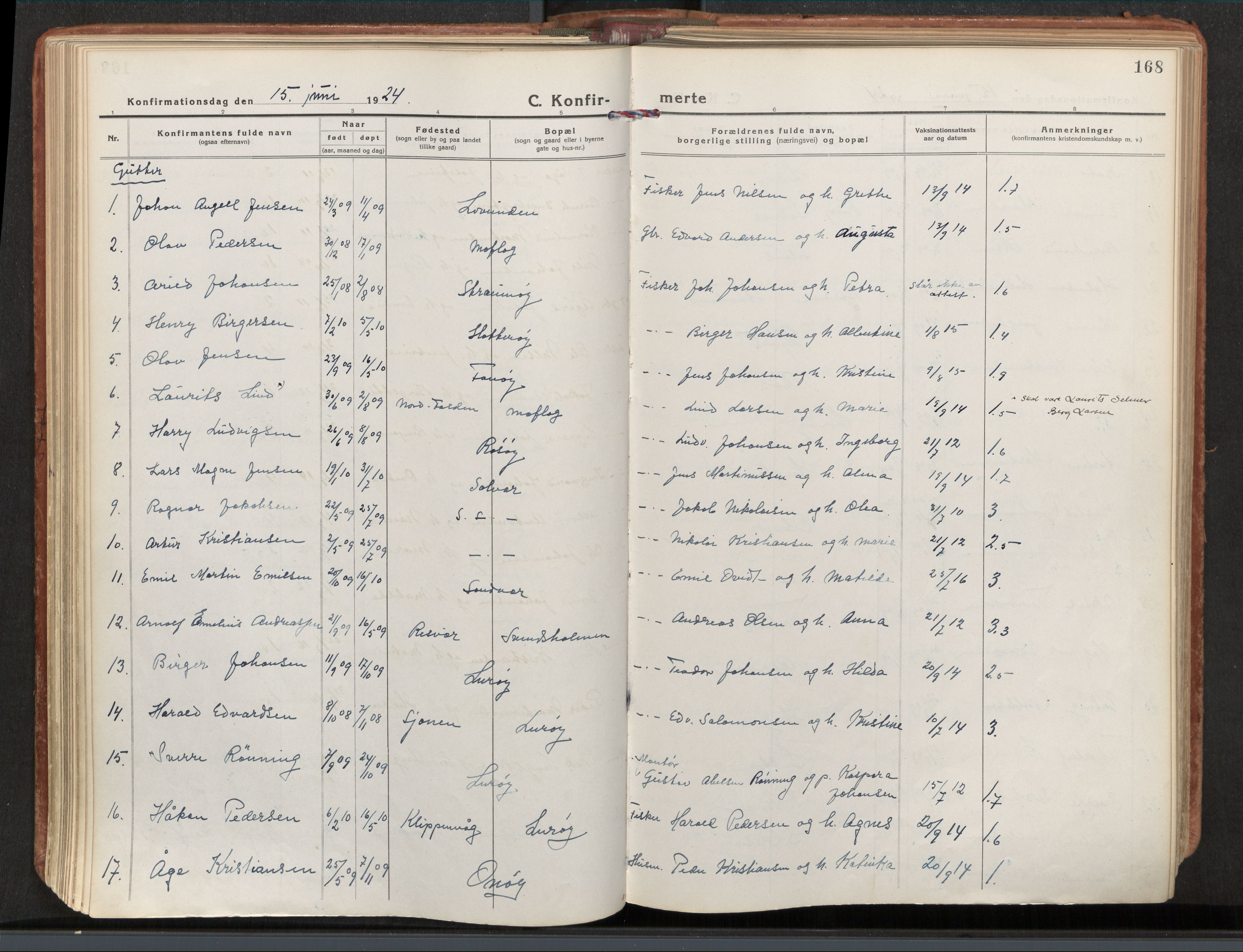 Ministerialprotokoller, klokkerbøker og fødselsregistre - Nordland, AV/SAT-A-1459/839/L0570: Parish register (official) no. 839A07, 1923-1942, p. 168