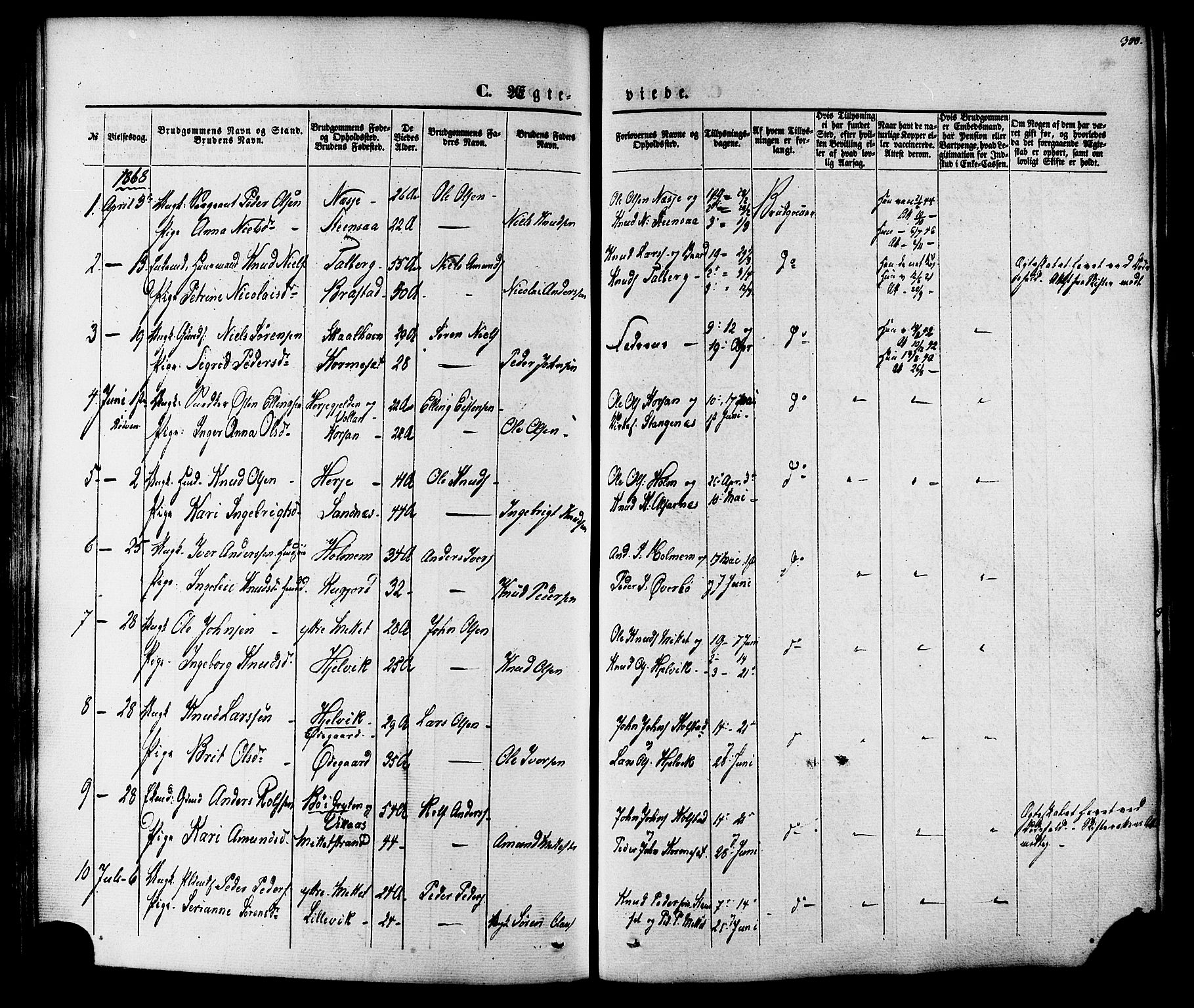 Ministerialprotokoller, klokkerbøker og fødselsregistre - Møre og Romsdal, SAT/A-1454/547/L0603: Parish register (official) no. 547A05, 1846-1877, p. 300