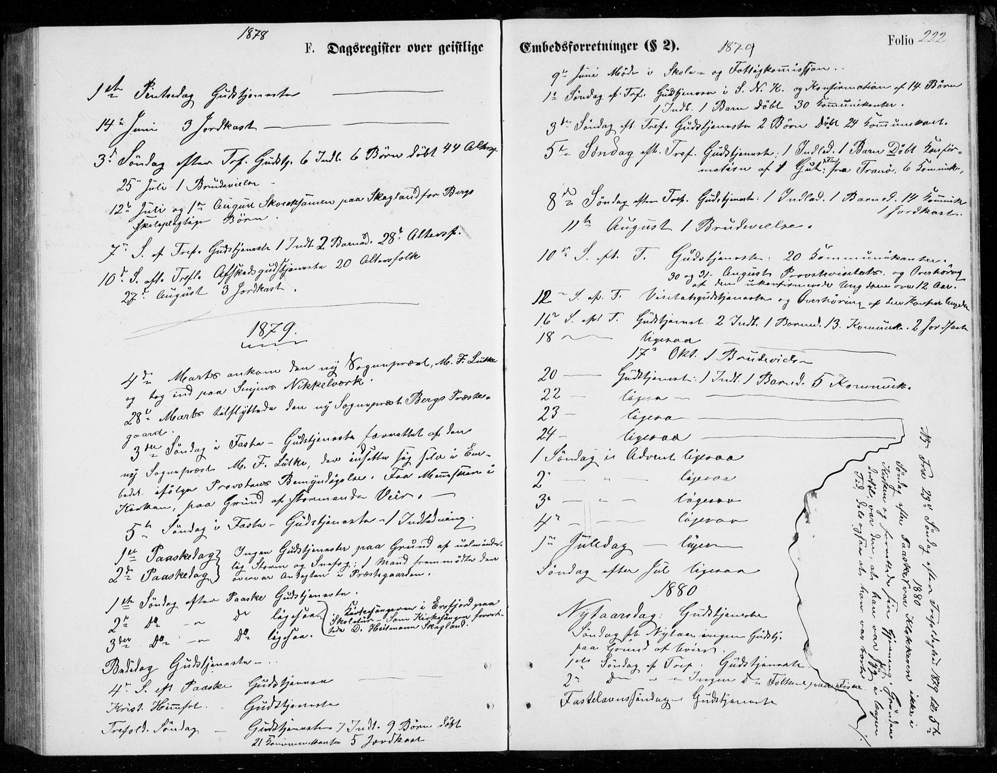 Berg sokneprestkontor, SATØ/S-1318/G/Ga/Gab/L0003klokker: Parish register (copy) no. 3, 1874-1886, p. 222