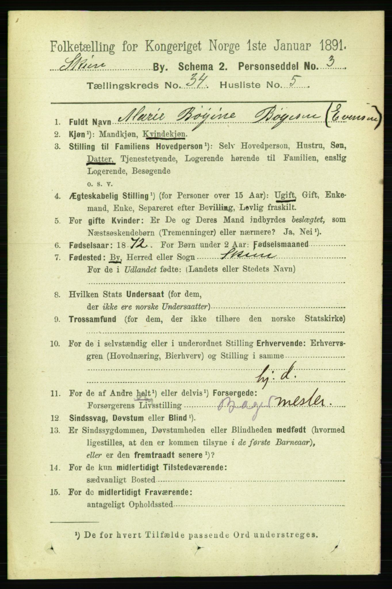 RA, 1891 census for 0806 Skien, 1891, p. 7767