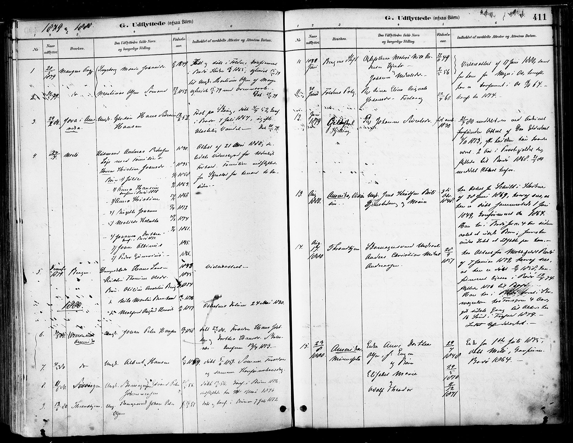 Ministerialprotokoller, klokkerbøker og fødselsregistre - Nordland, SAT/A-1459/802/L0054: Parish register (official) no. 802A01, 1879-1893, p. 411