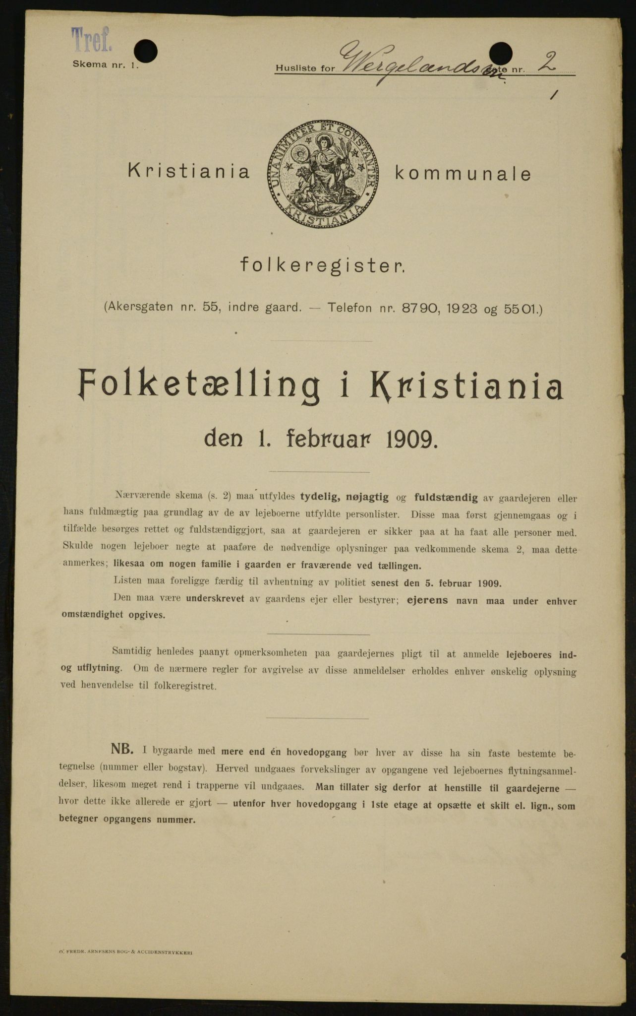 OBA, Municipal Census 1909 for Kristiania, 1909, p. 115954