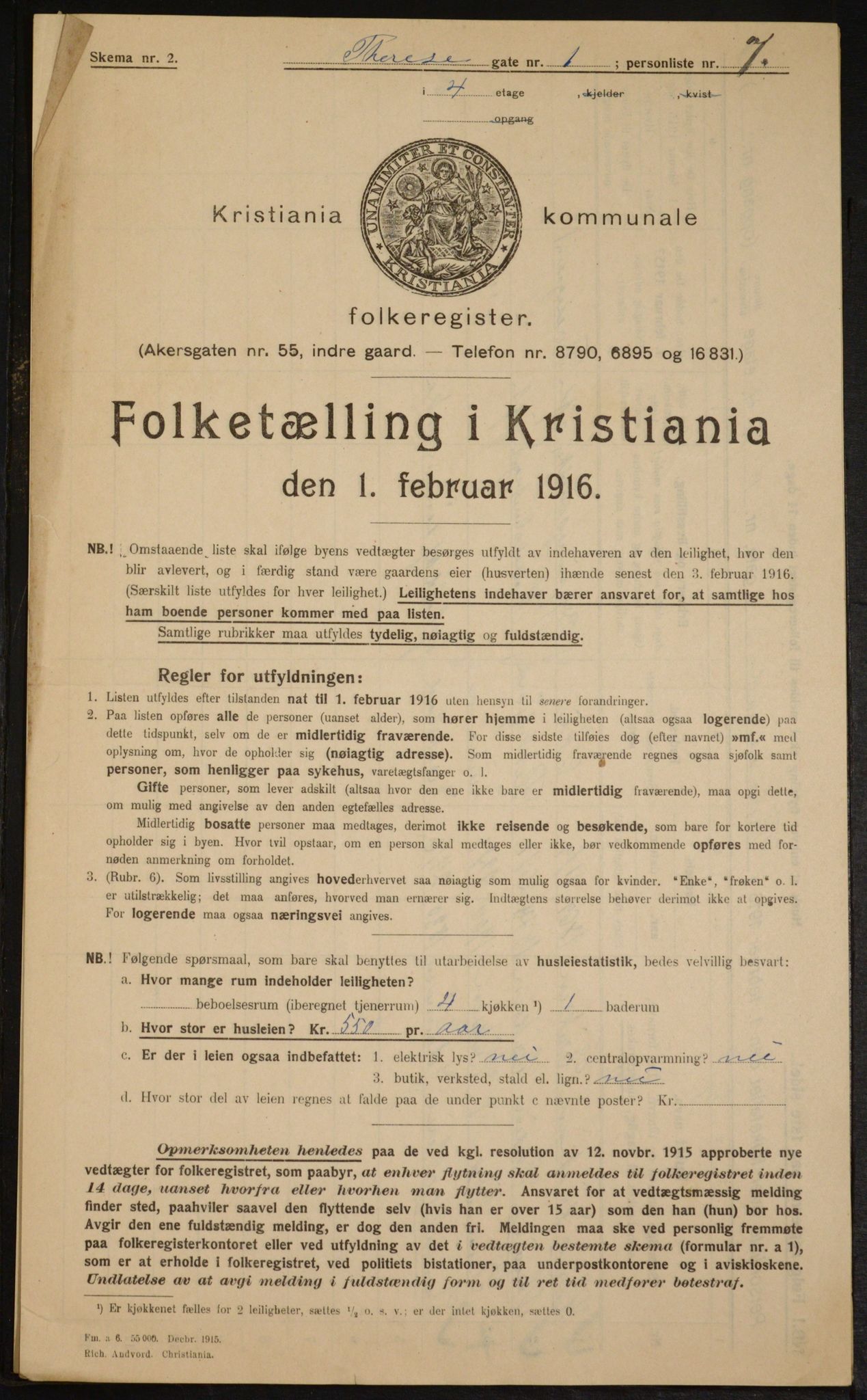 OBA, Municipal Census 1916 for Kristiania, 1916, p. 110651