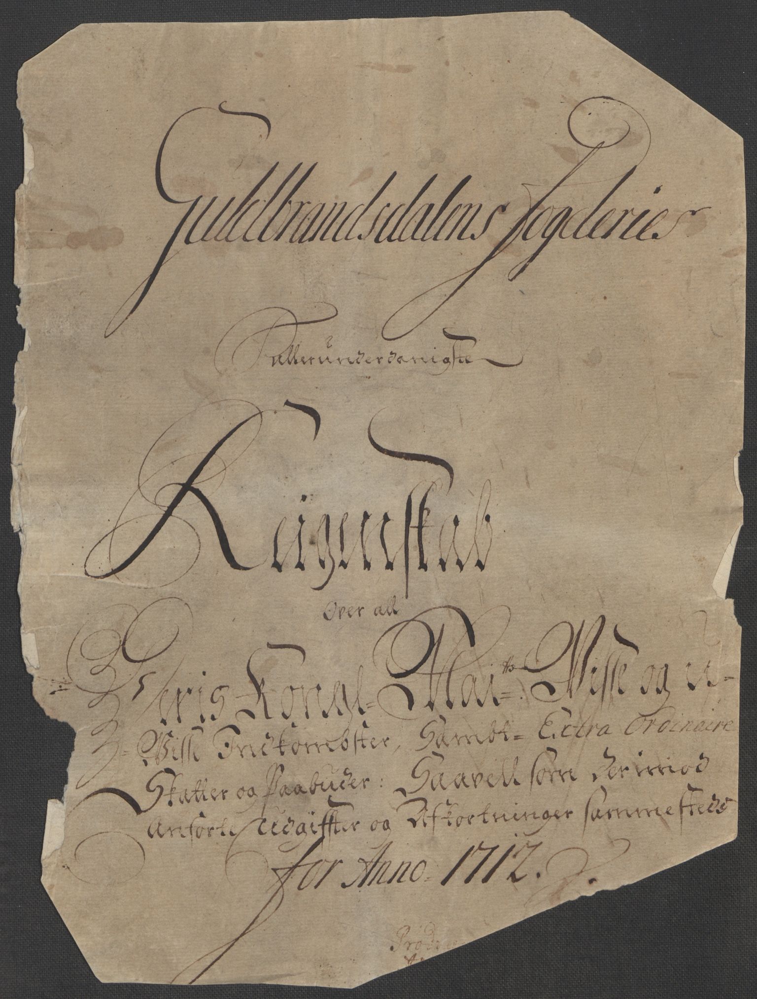 Rentekammeret inntil 1814, Reviderte regnskaper, Fogderegnskap, RA/EA-4092/R17/L1181: Fogderegnskap Gudbrandsdal, 1712, p. 4