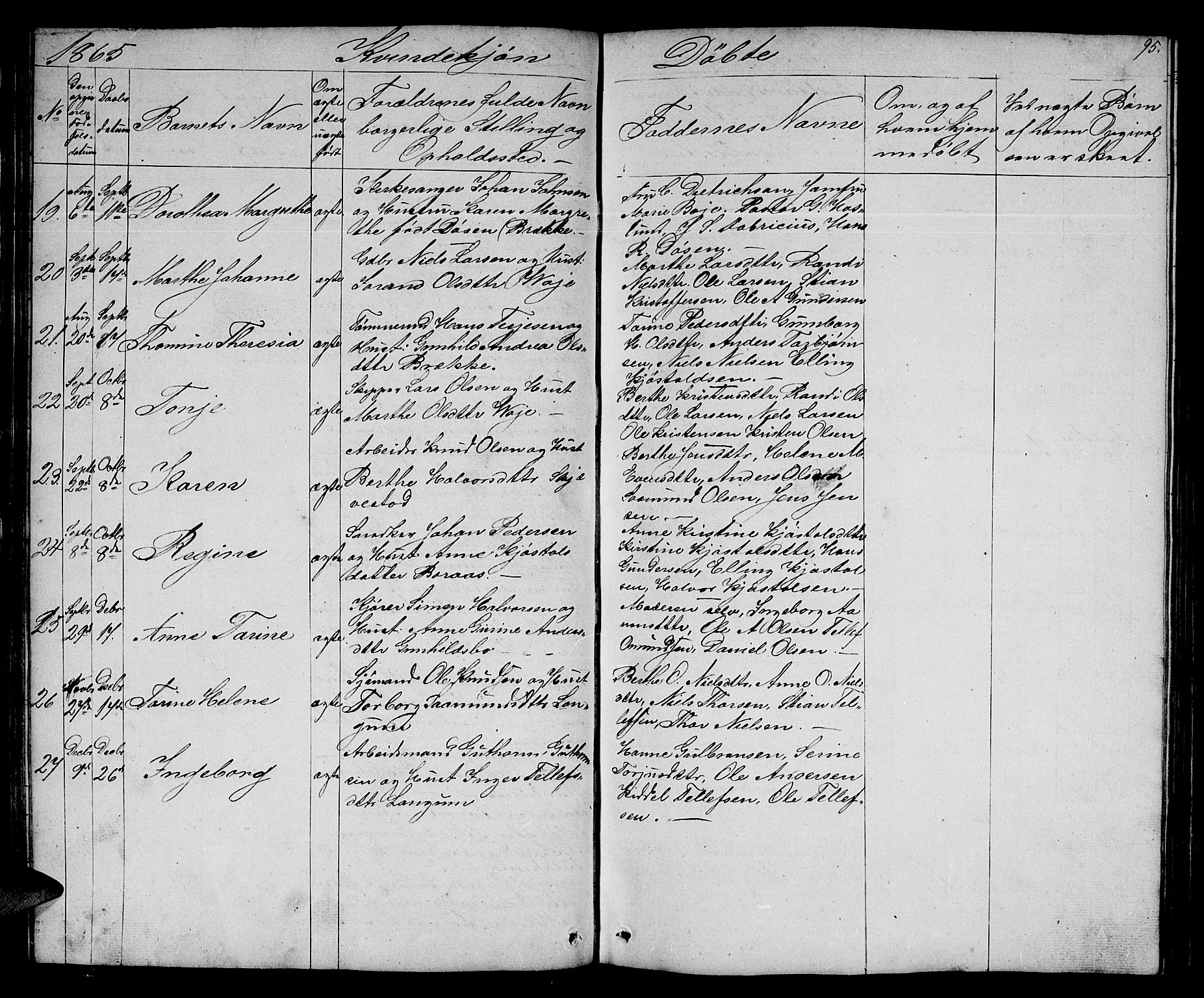 Austre Moland sokneprestkontor, AV/SAK-1111-0001/F/Fb/Fba/L0001: Parish register (copy) no. B 1, 1842-1868, p. 95