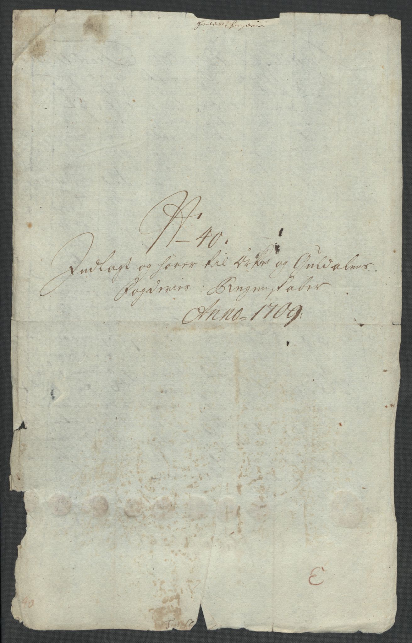 Rentekammeret inntil 1814, Reviderte regnskaper, Fogderegnskap, RA/EA-4092/R60/L3959: Fogderegnskap Orkdal og Gauldal, 1709, p. 400