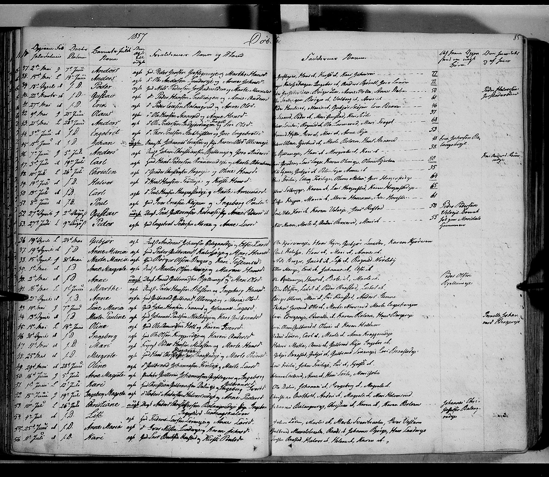 Jevnaker prestekontor, SAH/PREST-116/H/Ha/Haa/L0006: Parish register (official) no. 6, 1837-1857, p. 85