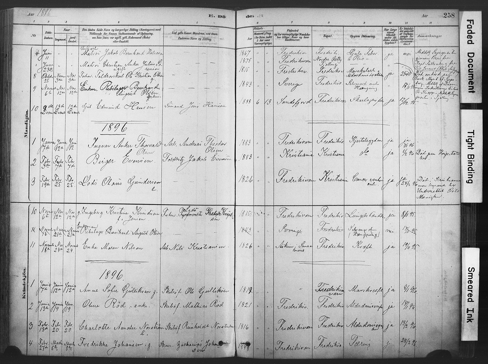 Stavern kirkebøker, AV/SAKO-A-318/F/Fa/L0008: Parish register (official) no. 8, 1878-1905, p. 258