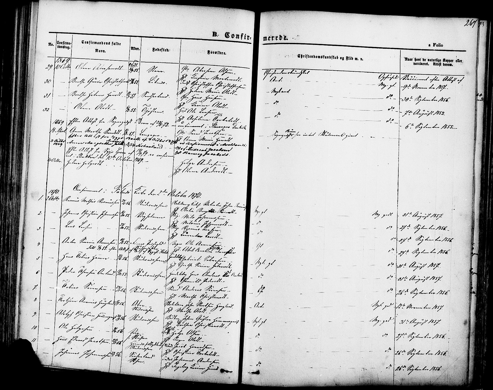 Skudenes sokneprestkontor, SAST/A -101849/H/Ha/Haa/L0006: Parish register (official) no. A 4, 1864-1881, p. 267