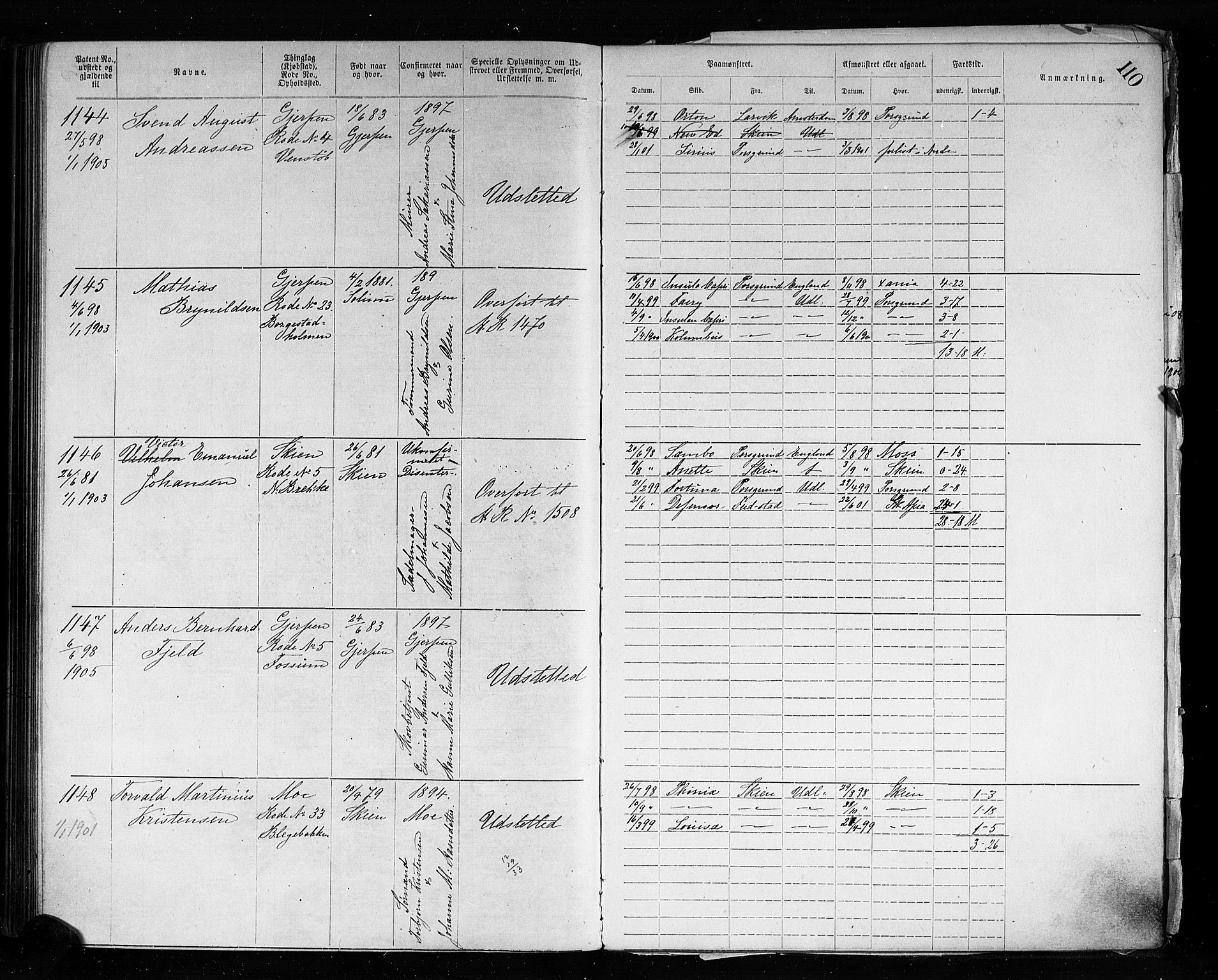 Skien innrulleringskontor, AV/SAKO-A-832/F/Fc/L0004: Annotasjonsrulle, 1879-1899, p. 113