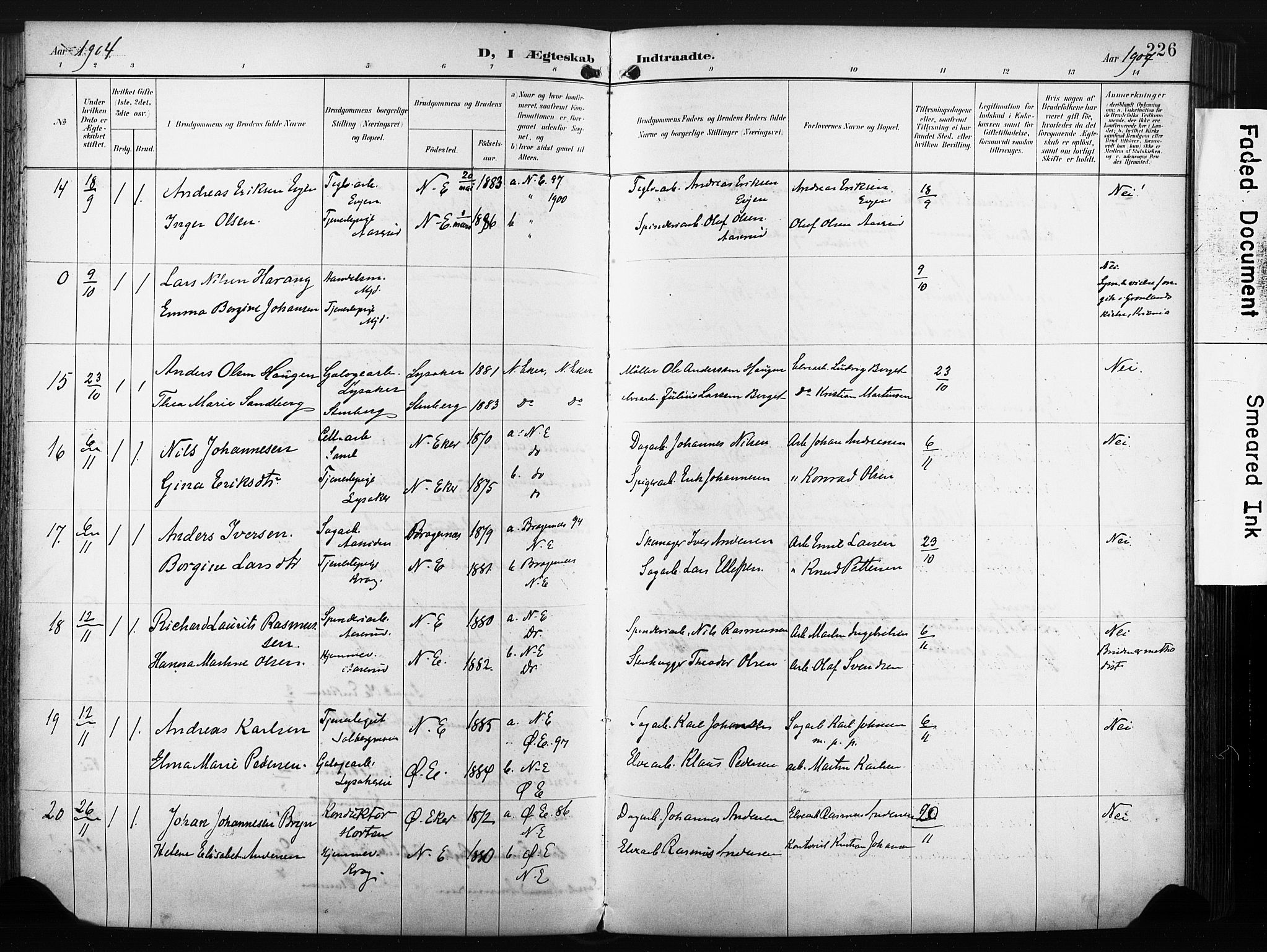 Nedre Eiker kirkebøker, SAKO/A-612/F/Fa/L0005: Parish register (official) no. 5, 1898-1905, p. 226