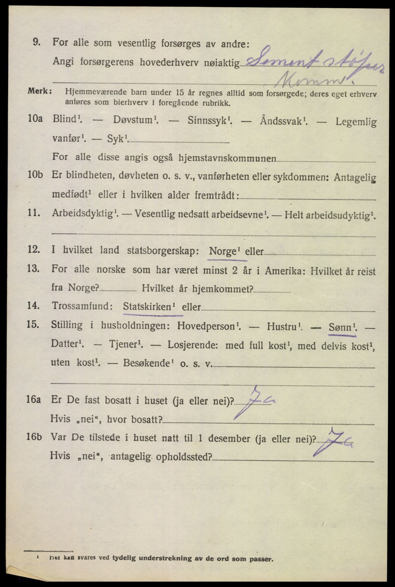 SAK, 1920 census for Oddernes, 1920, p. 5172