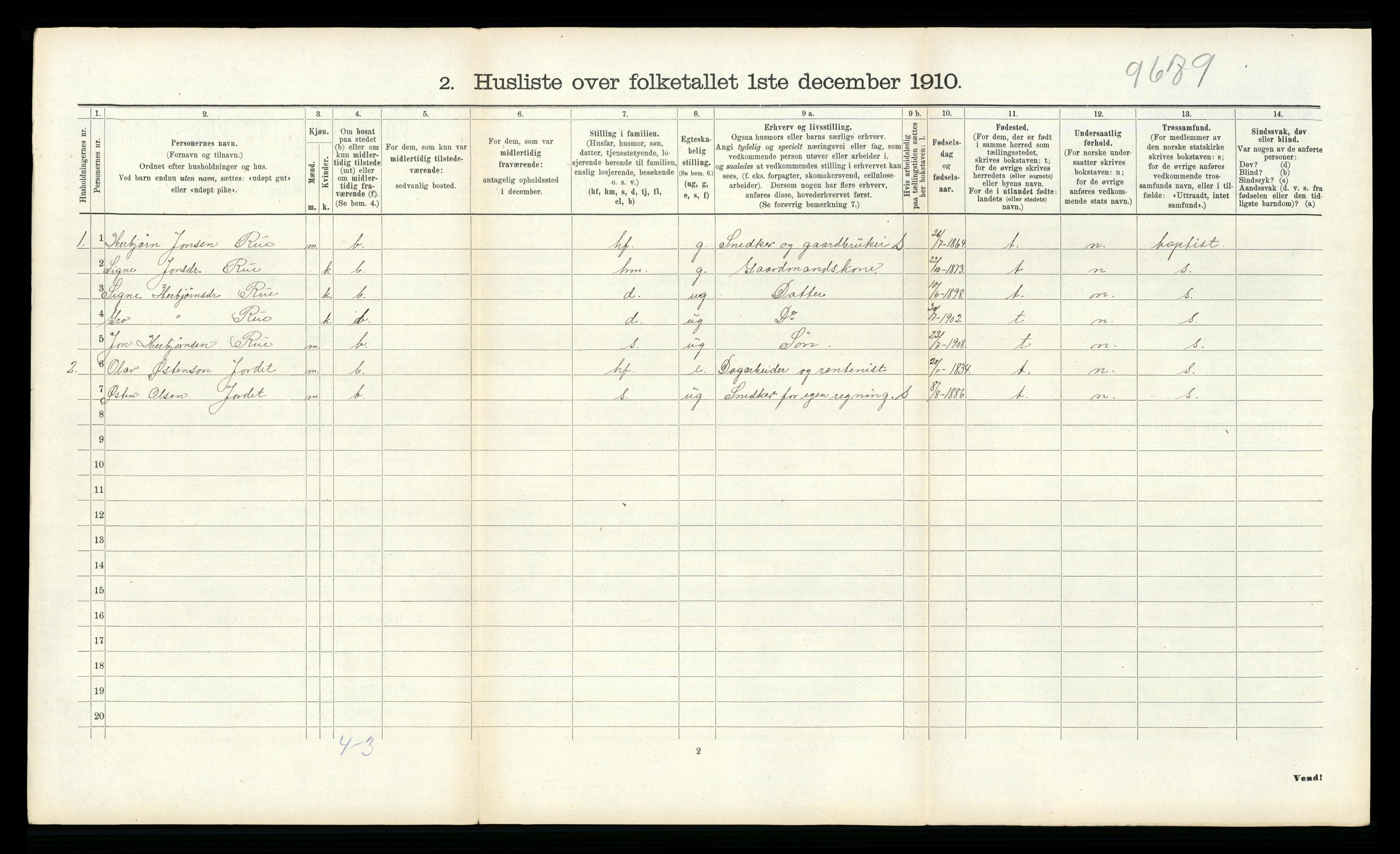 RA, 1910 census for Tinn, 1910, p. 538