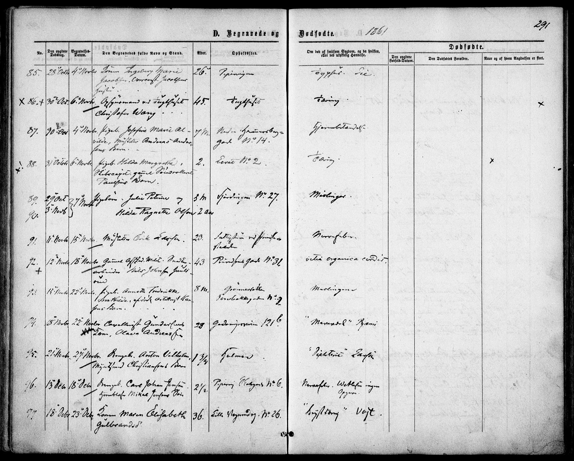 Garnisonsmenigheten Kirkebøker, AV/SAO-A-10846/F/Fa/L0010: Parish register (official) no. 10, 1859-1869, p. 291