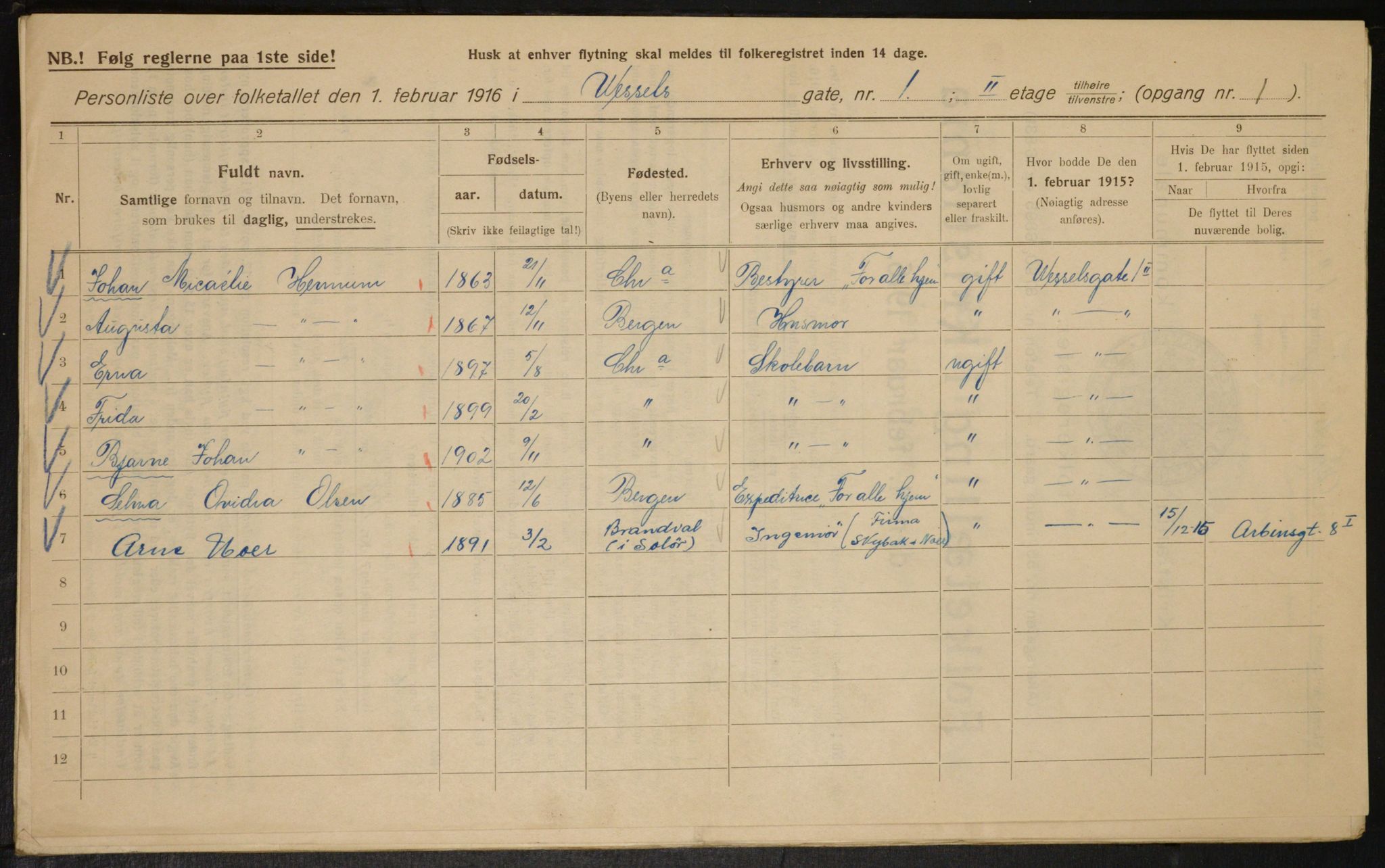 OBA, Municipal Census 1916 for Kristiania, 1916, p. 131577