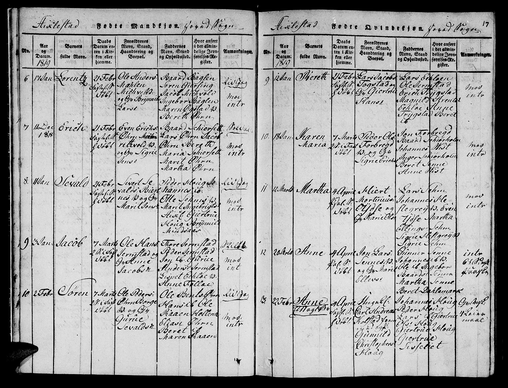 Ministerialprotokoller, klokkerbøker og fødselsregistre - Nord-Trøndelag, AV/SAT-A-1458/723/L0251: Parish register (copy) no. 723C01 /1, 1816-1831, p. 17