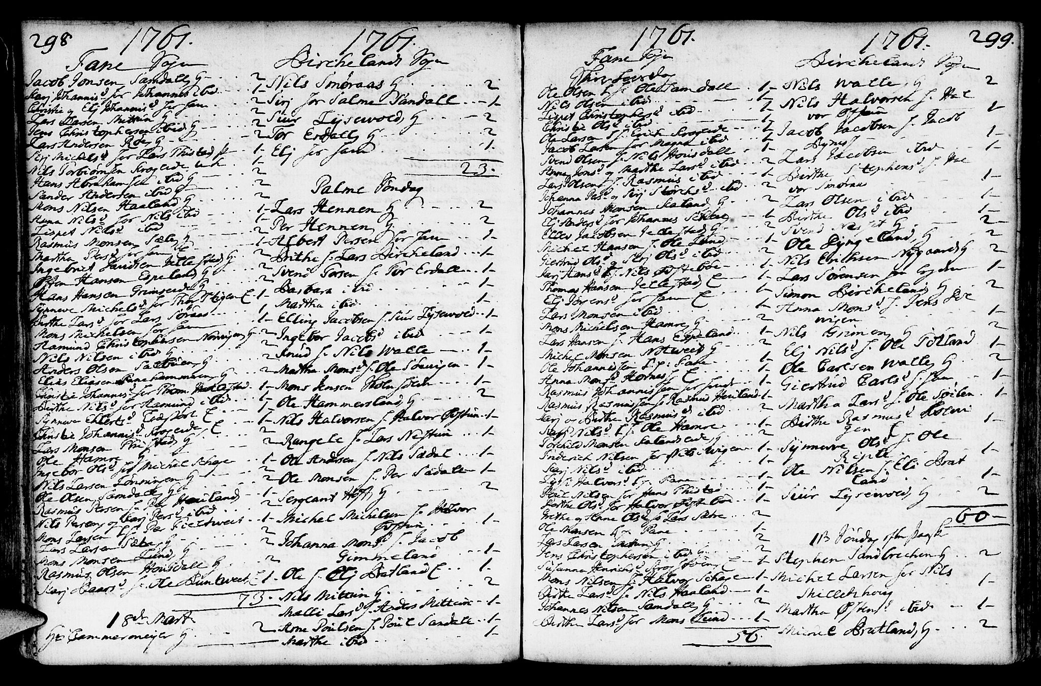 Fana Sokneprestembete, AV/SAB-A-75101/H/Haa/Haaa/L0004: Parish register (official) no. A 4, 1757-1774, p. 298-299