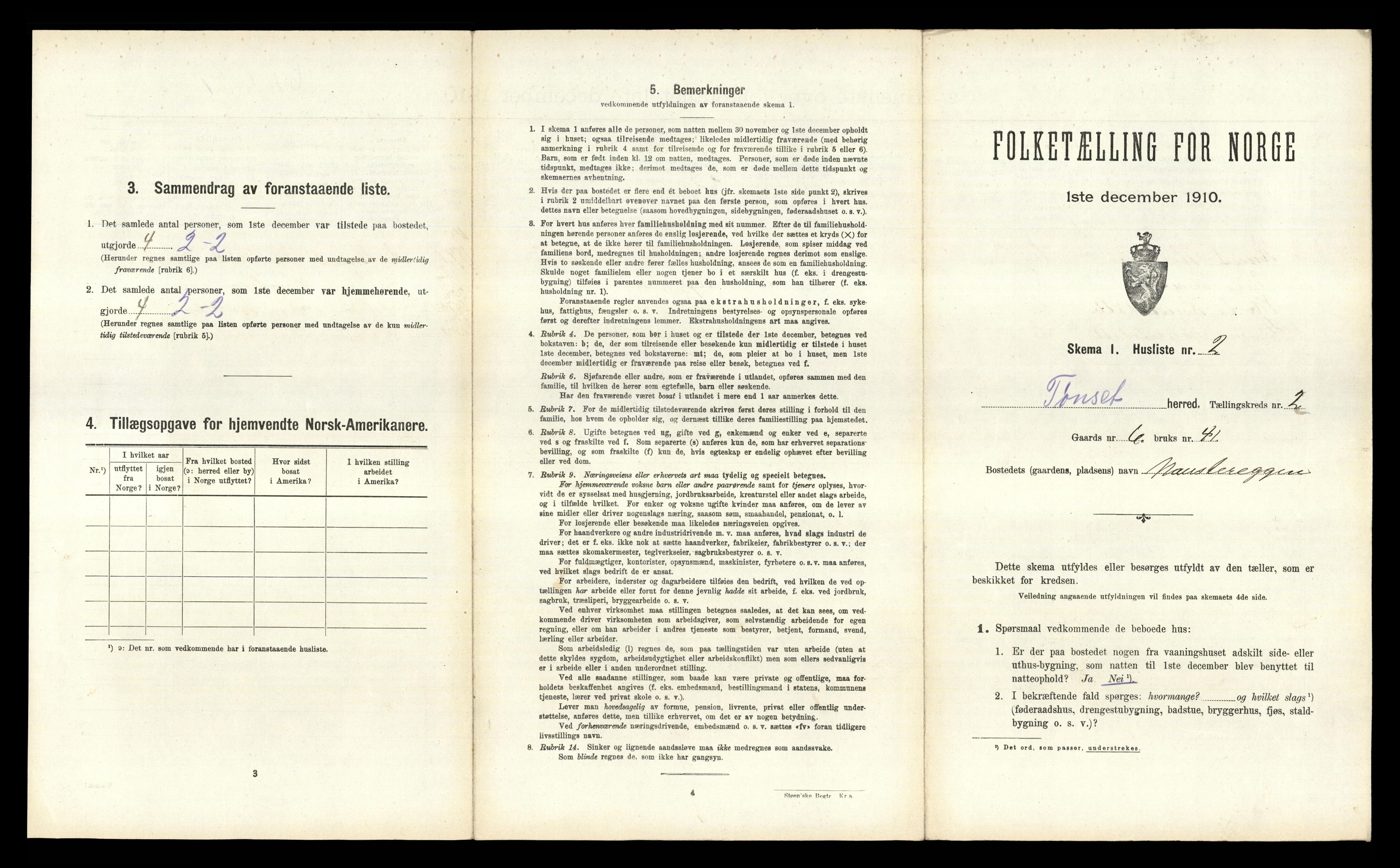 RA, 1910 census for Tynset, 1910, p. 243