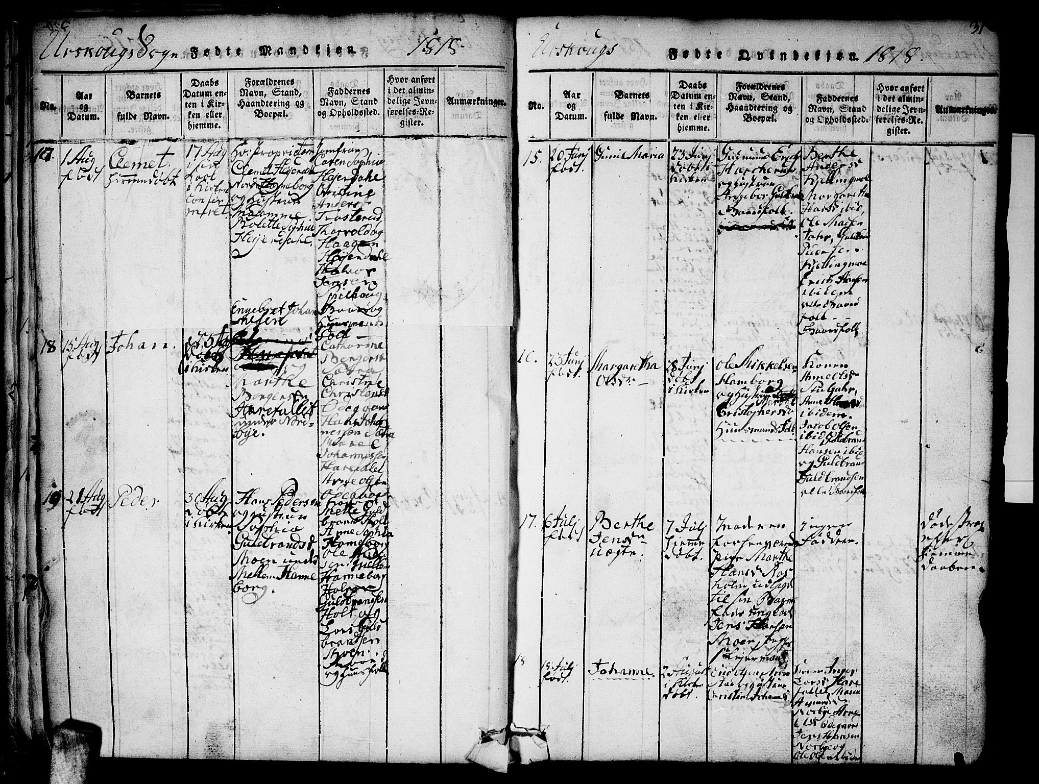 Aurskog prestekontor Kirkebøker, AV/SAO-A-10304a/F/Fa/L0005: Parish register (official) no. I 5, 1814-1829, p. 31