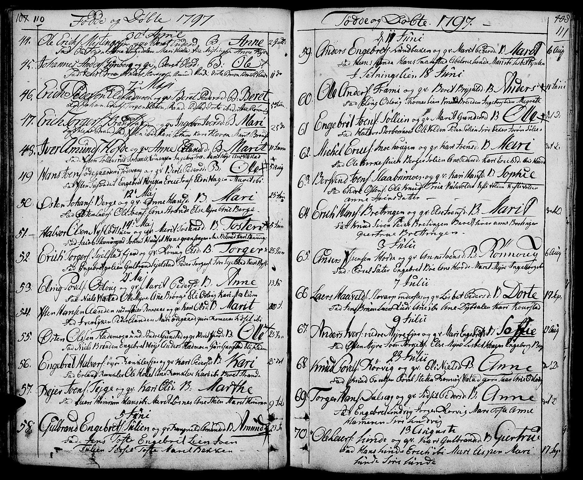Ringebu prestekontor, AV/SAH-PREST-082/H/Ha/Haa/L0003: Parish register (official) no. 3, 1781-1820, p. 110-111